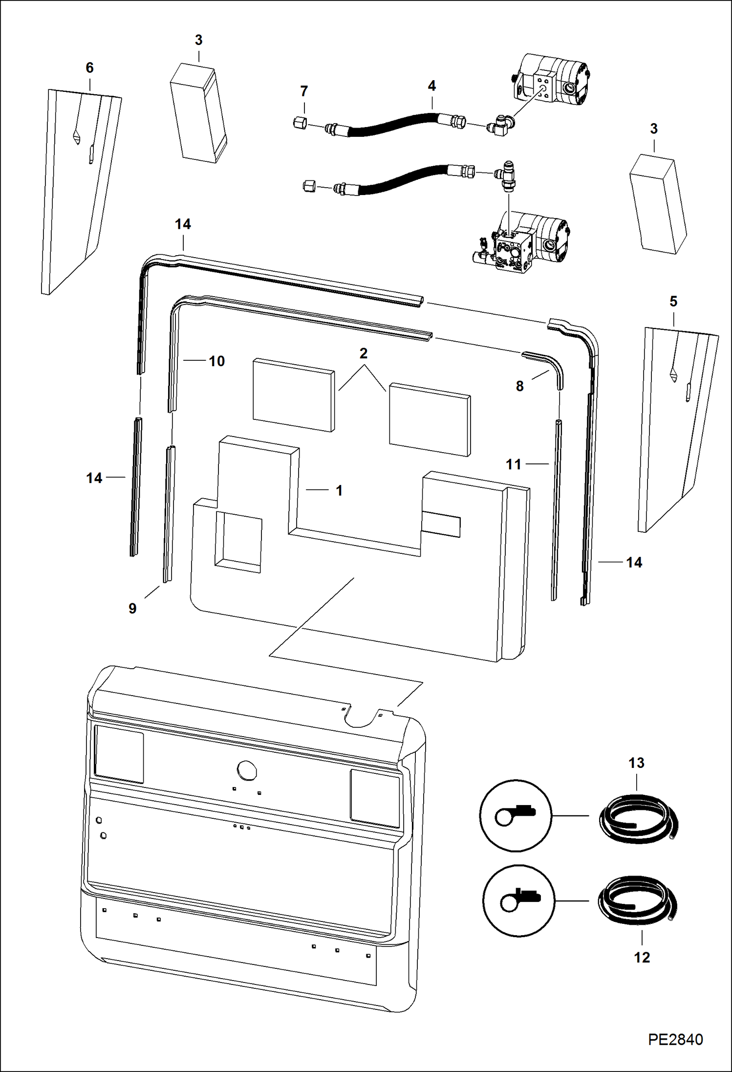 Схема запчастей Bobcat S-Series - SOUND/NOISE REDUCTION OPTION (Bystander) ACCESSORIES & OPTIONS