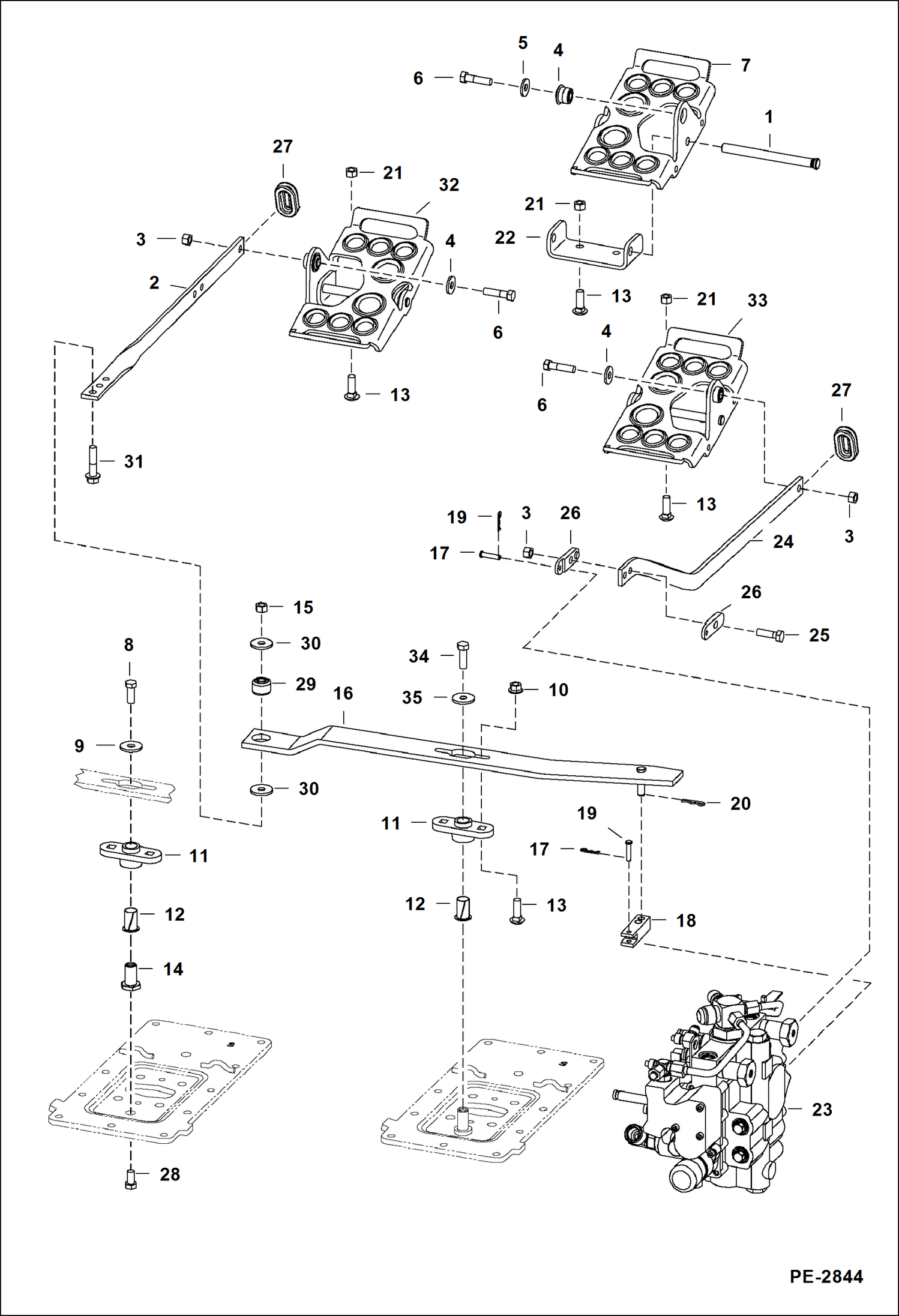 Схема запчастей Bobcat S-Series - CONTROL PEDALS HYDRAULIC SYSTEM