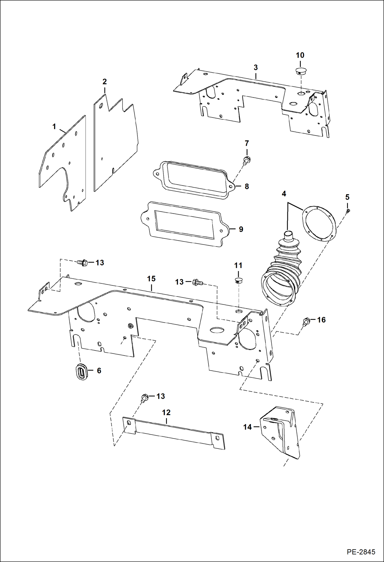 Схема запчастей Bobcat S-Series - PANELS (Manual Controls) MAIN FRAME