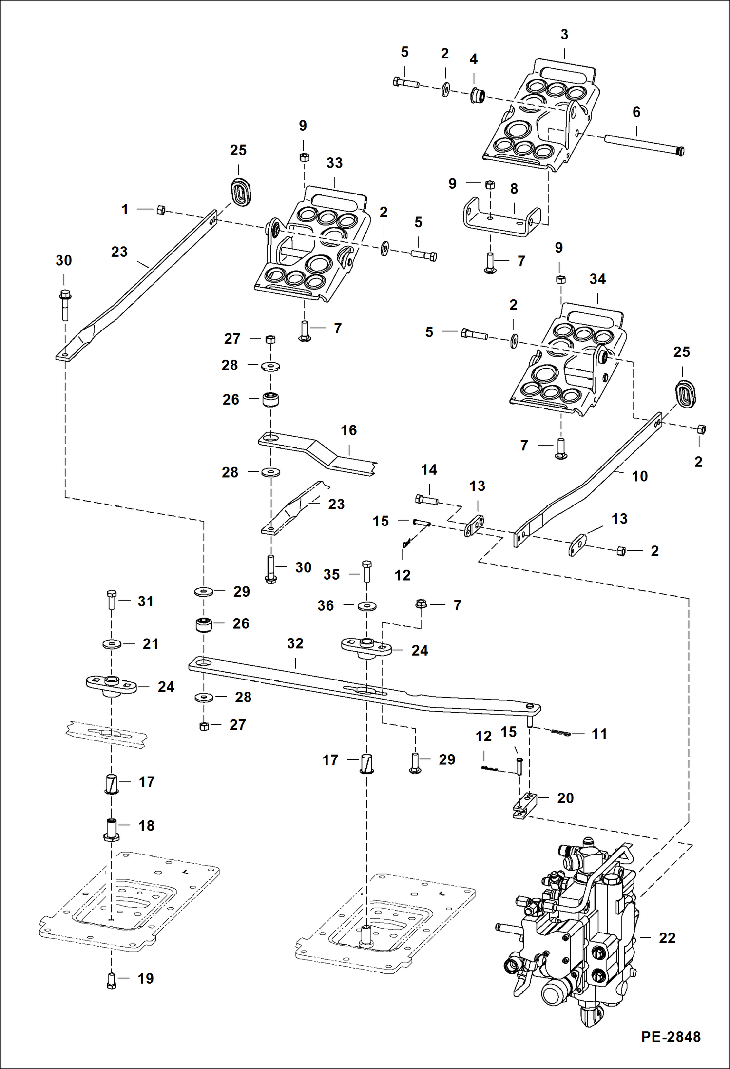 Схема запчастей Bobcat S-Series - CONTROL PEDALS HYDRAULIC SYSTEM