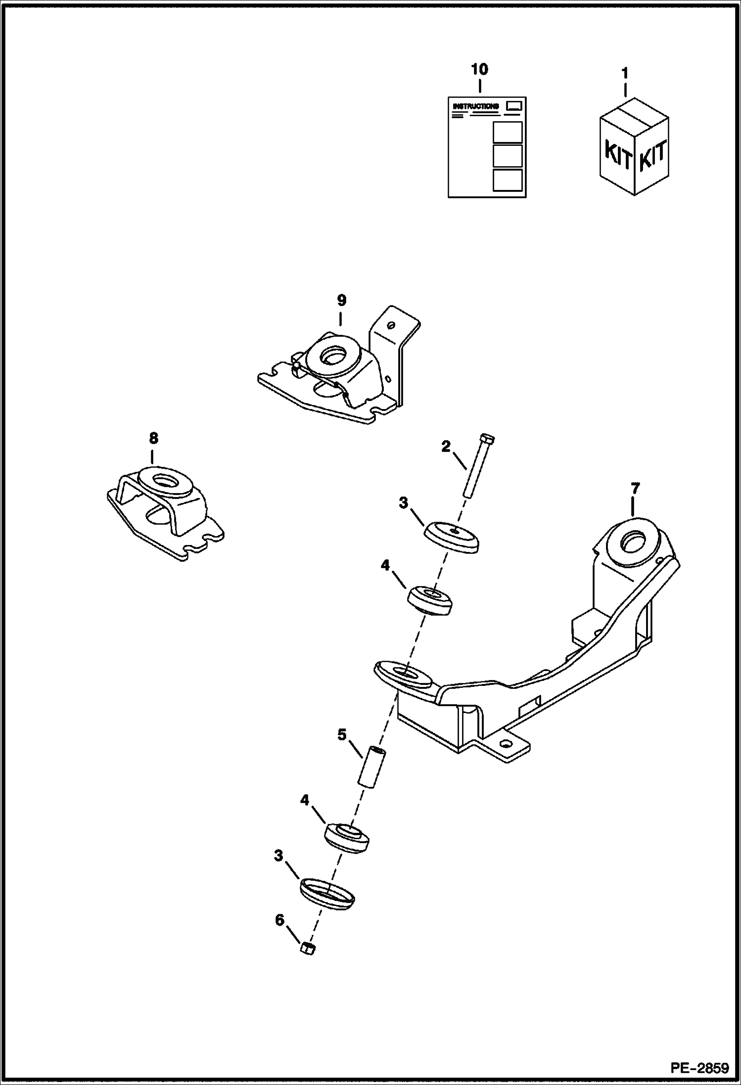 Схема запчастей Bobcat 435 - ENGINE MOUNT KIT (S/N 563212001 & Below) ACCESSORIES & OPTIONS