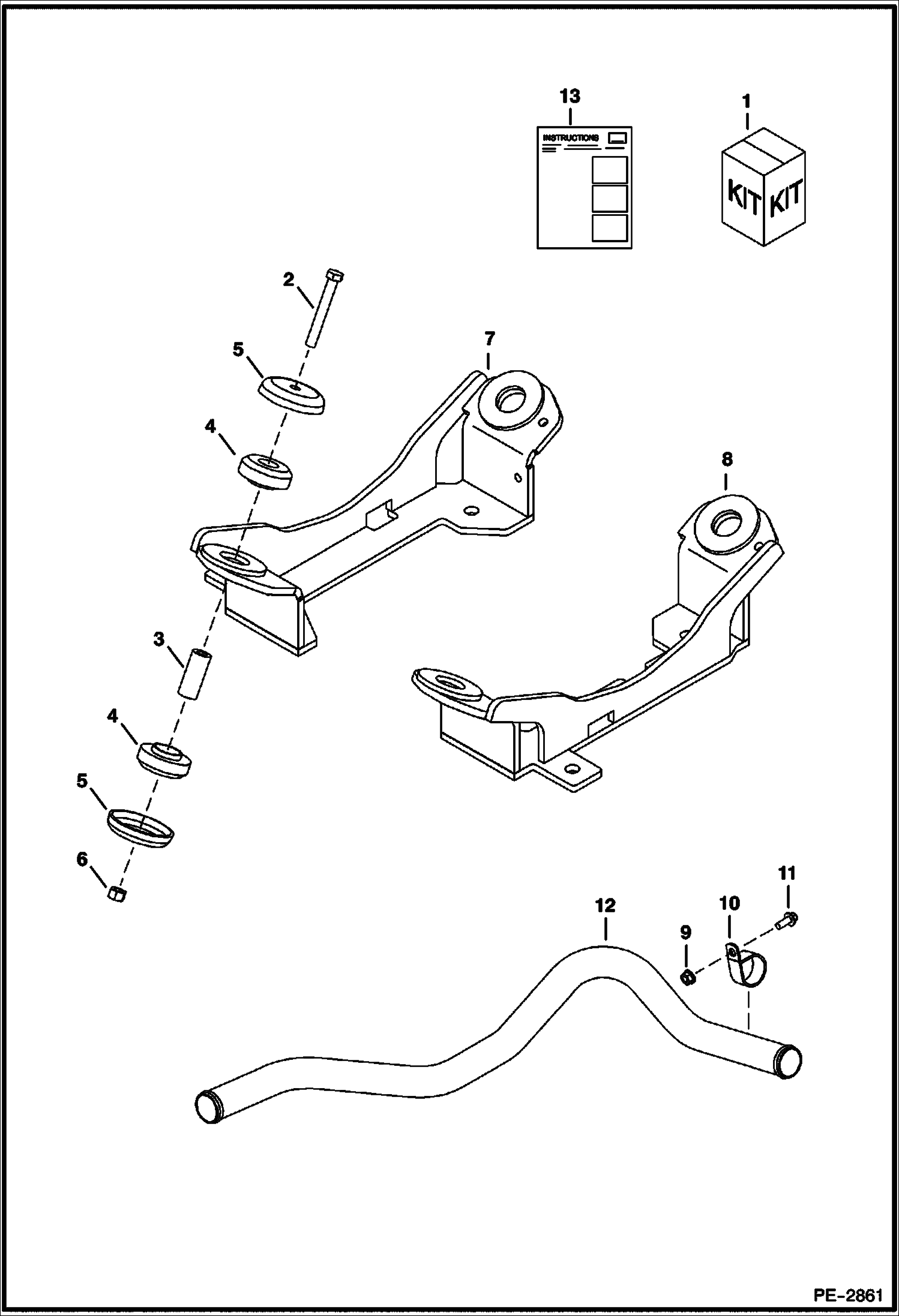 Схема запчастей Bobcat 435 - ENGINE MOUNT KIT (S/N 563112001 & Below) ACCESSORIES & OPTIONS