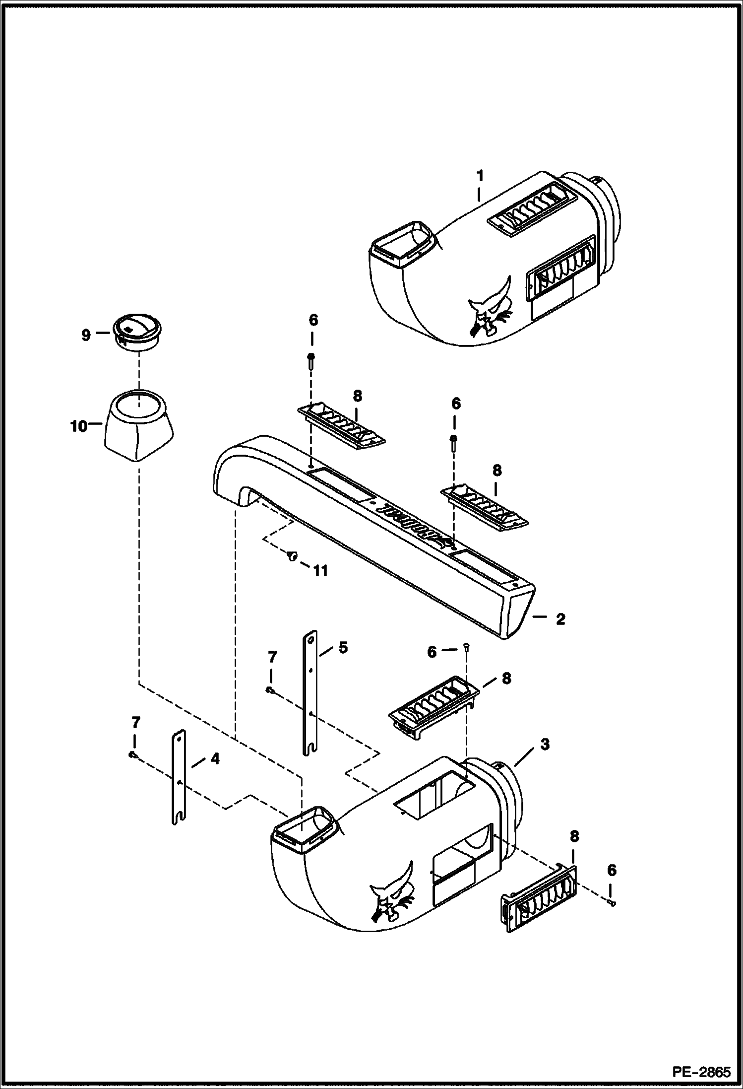 Схема запчастей Bobcat 341 - HEATER/HVAC (Duct) ACCESSORIES & OPTIONS