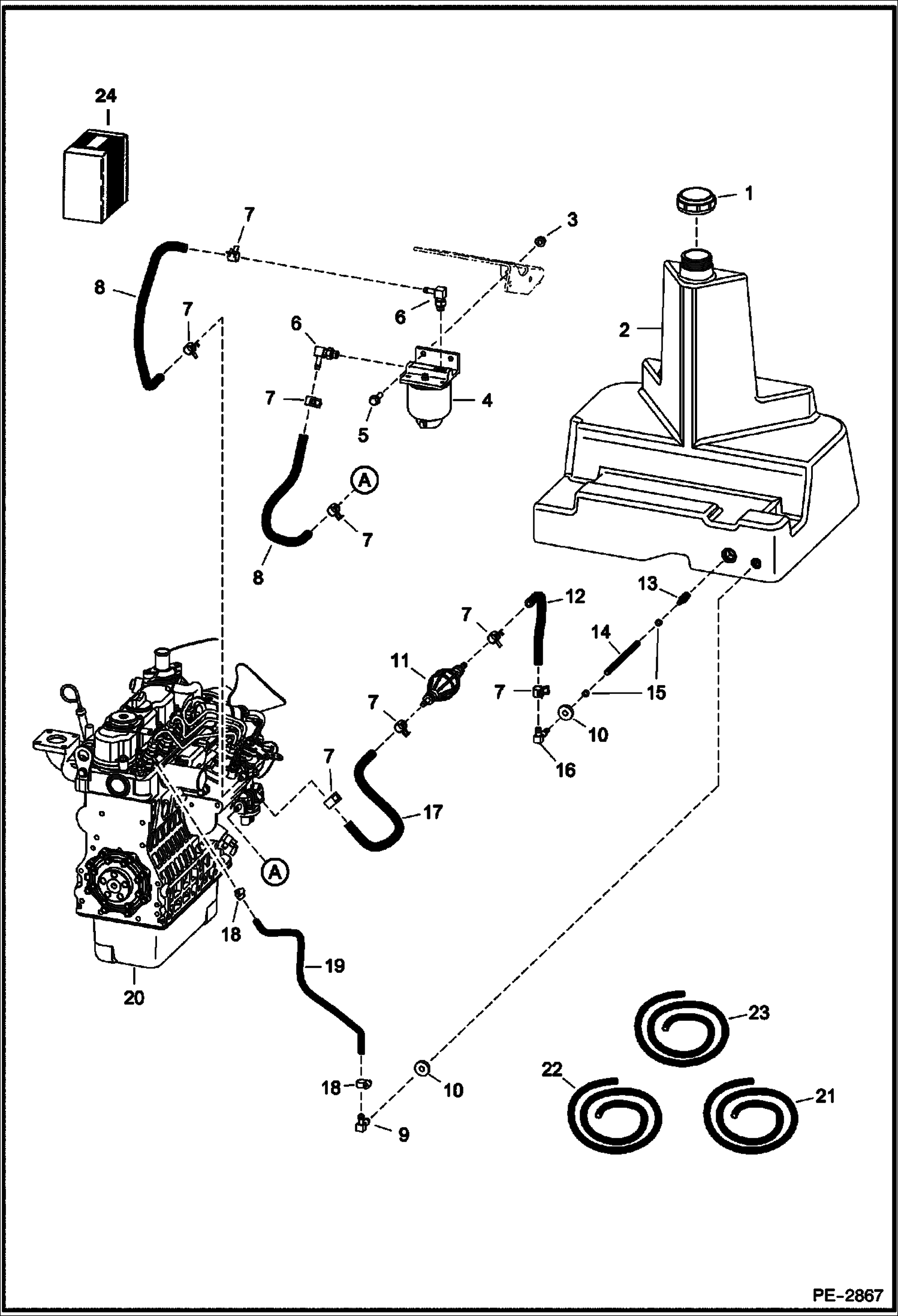 Схема запчастей Bobcat Mini Tracks Loaders - FUEL SYSTEMS MAIN FRAME