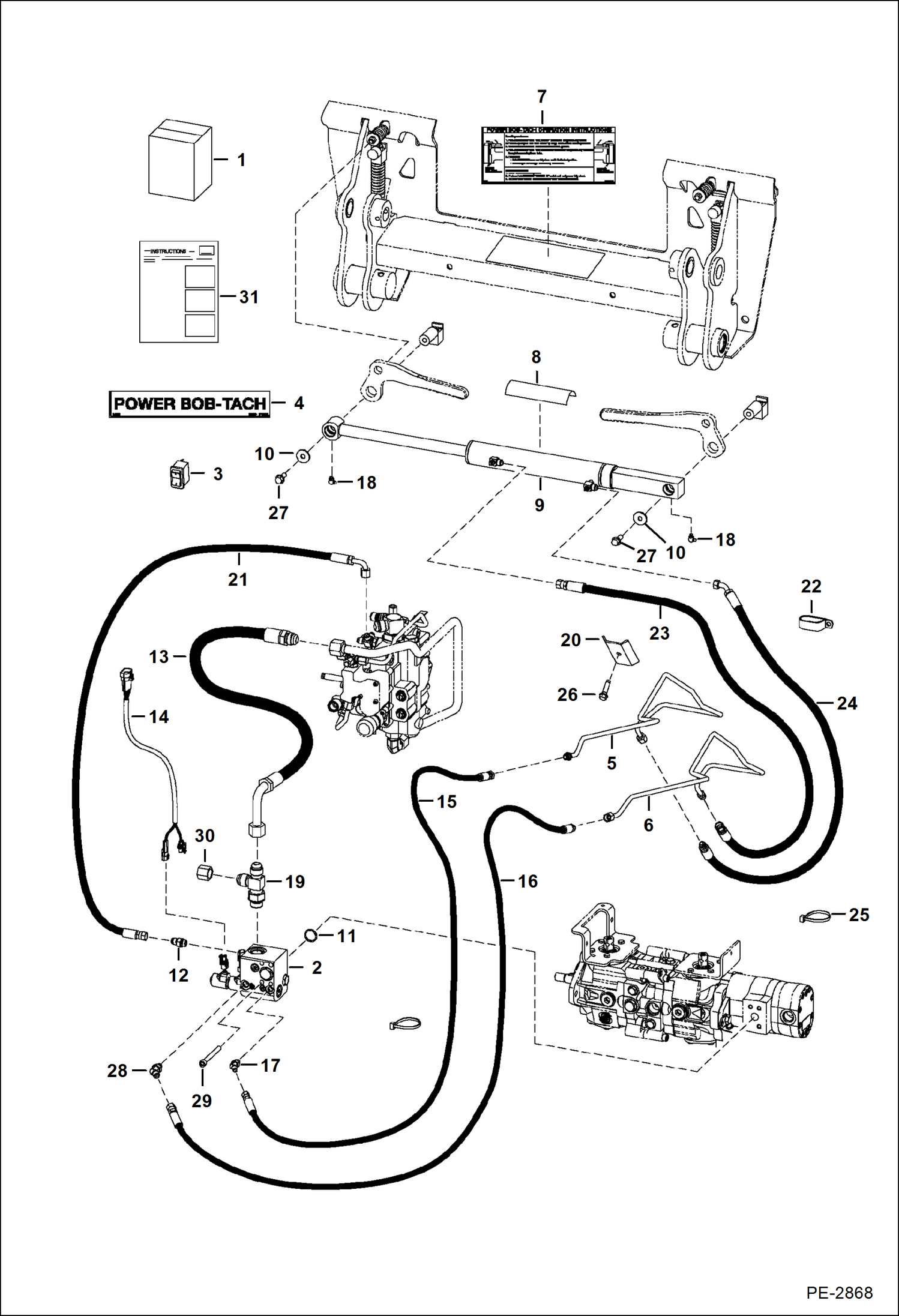 Схема запчастей Bobcat S-Series - POWER BOB-TACH (Kit) (Rear Mounted Cylinder Ports) ACCESSORIES & OPTIONS