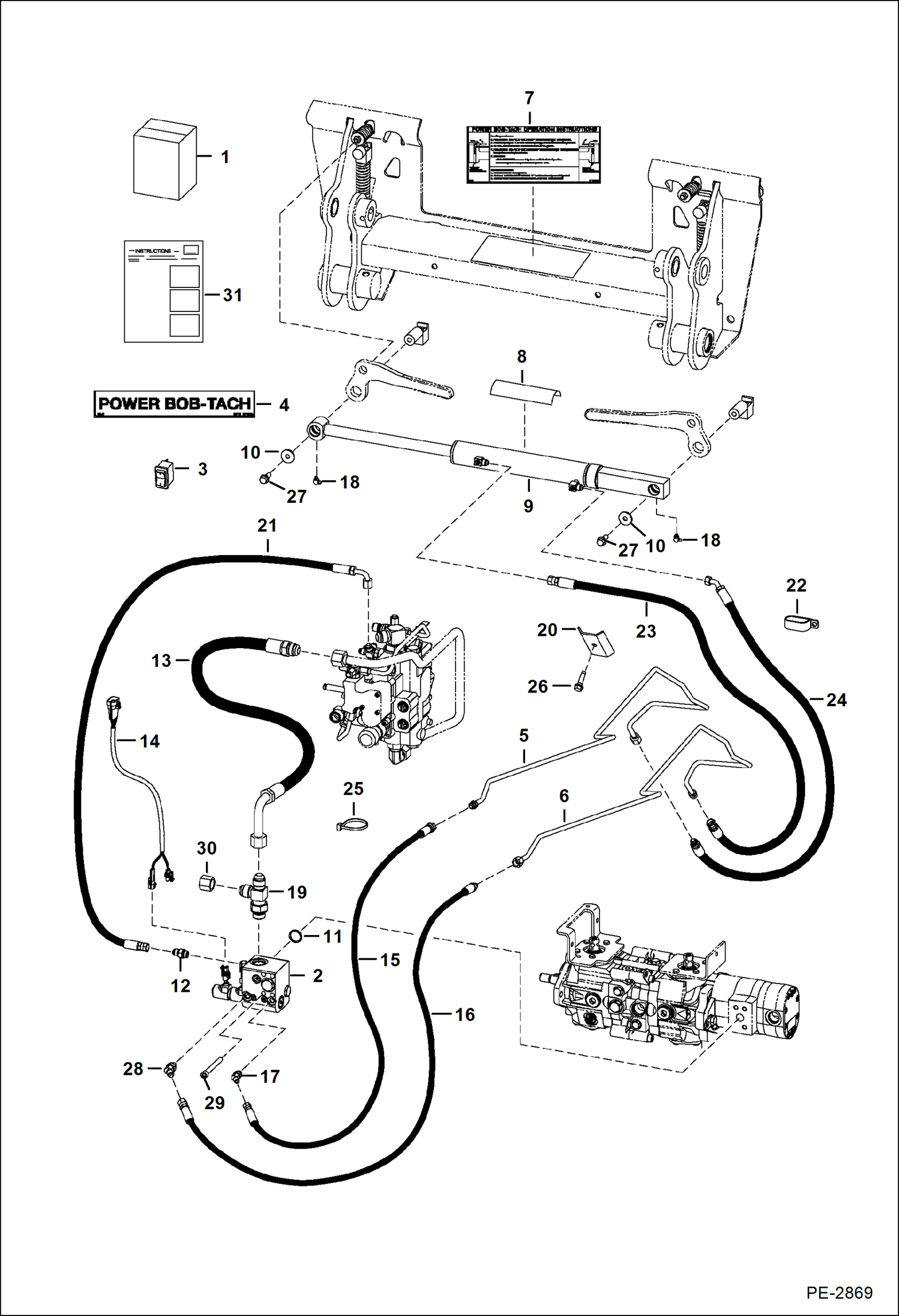 Схема запчастей Bobcat S-Series - POWER BOB-TACH (Kit) (Rear Mounted Cylinder Ports) ACCESSORIES & OPTIONS