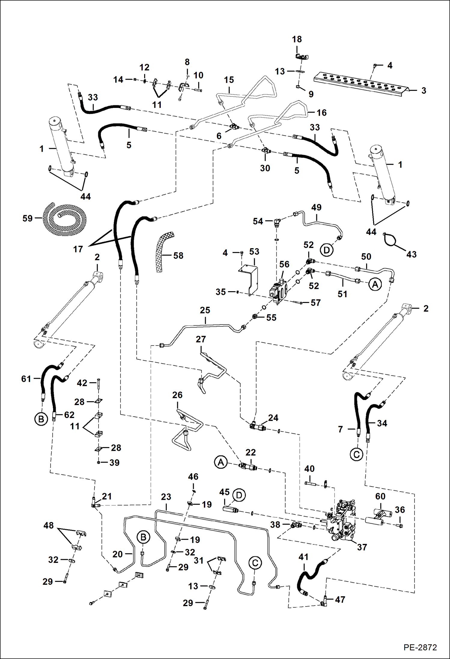 Схема запчастей Bobcat S-Series - HYDRAULIC CIRCUITRY (W/Bucket Positioning Valve) HYDRAULIC SYSTEM