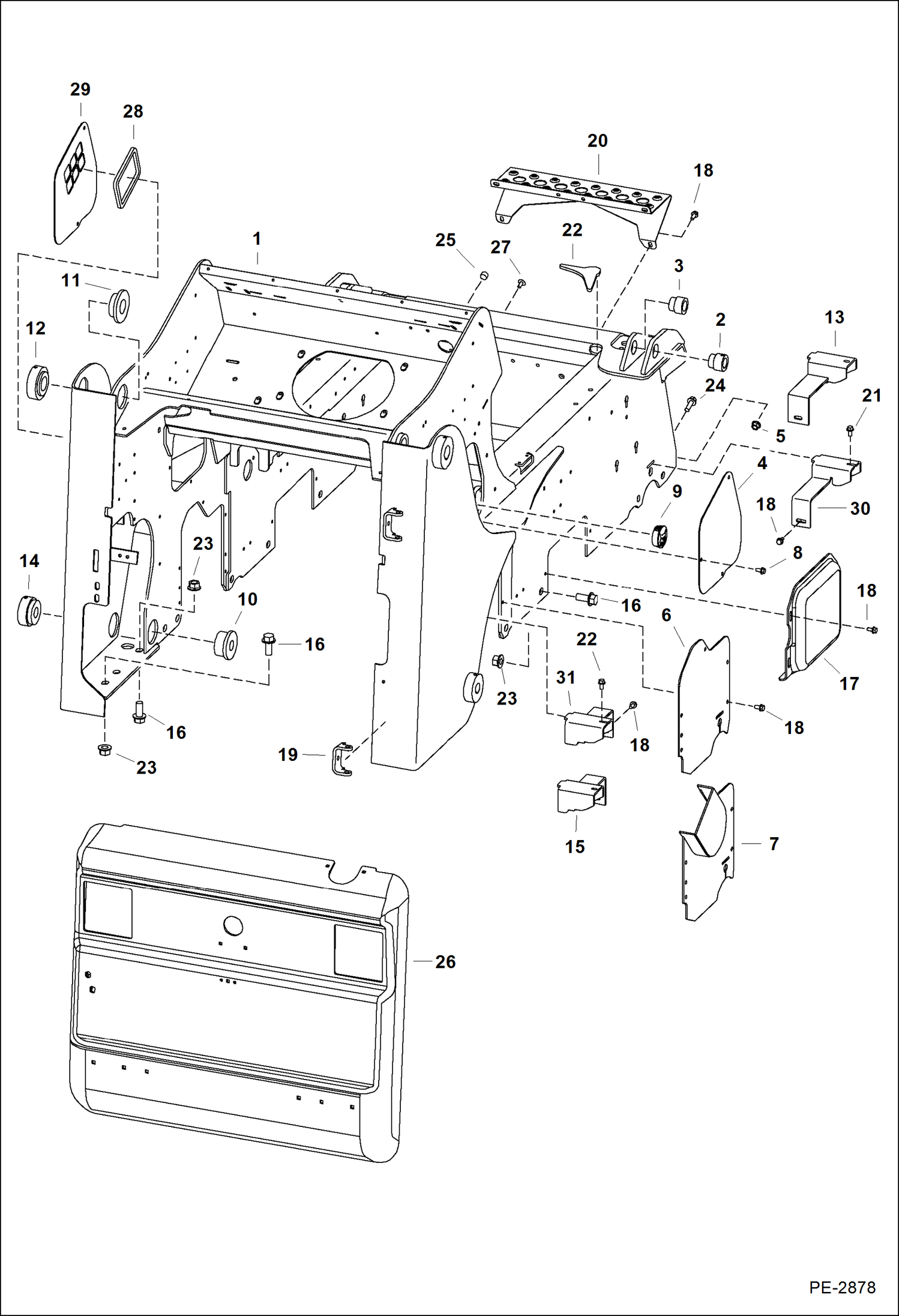 Схема запчастей Bobcat A-Series - MAIN FRAME (S/N 539940027 & Below) MAIN FRAME