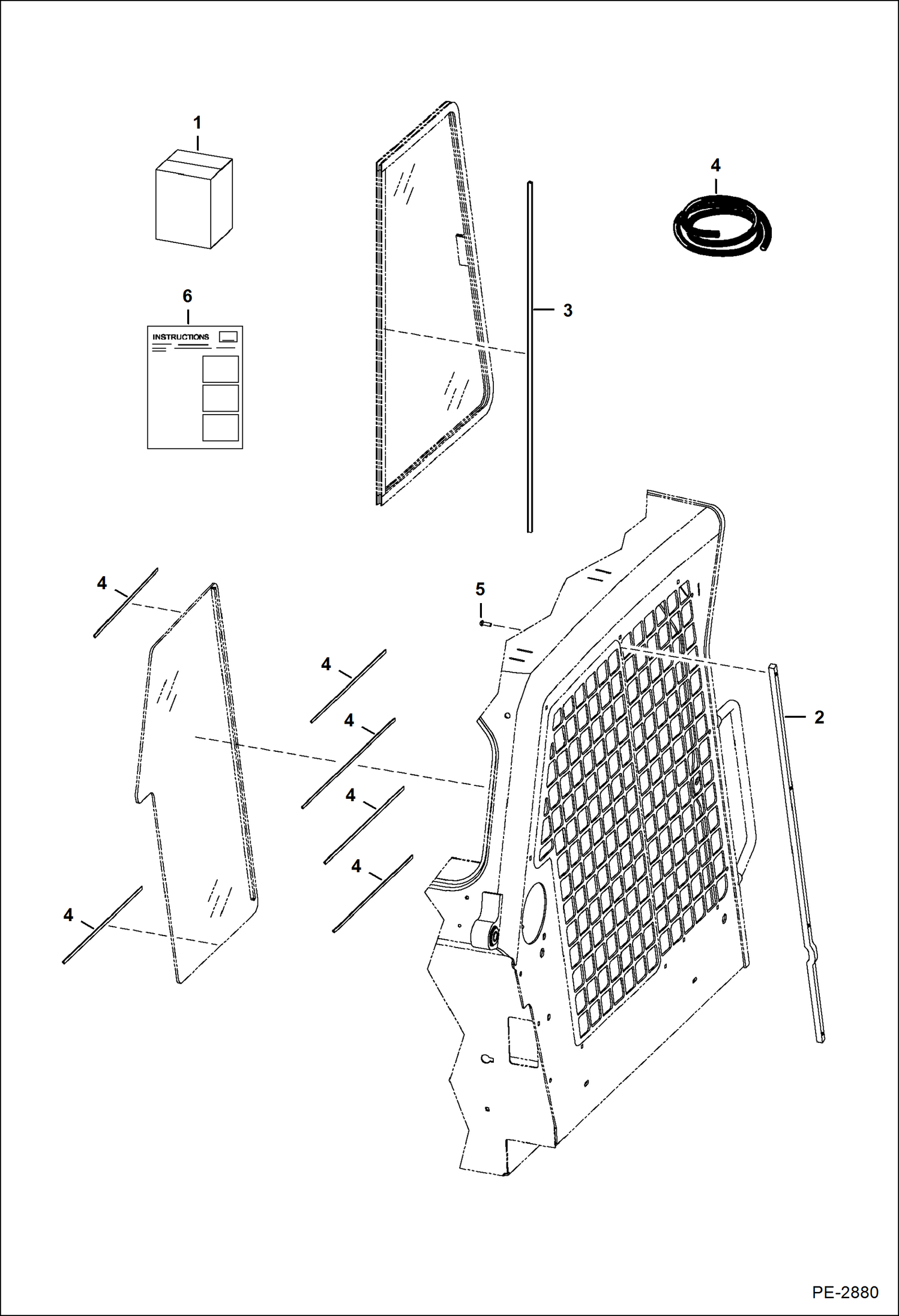 Схема запчастей Bobcat 700s - CAB WINDOWS (Window Rib Kit) ACCESSORIES & OPTIONS