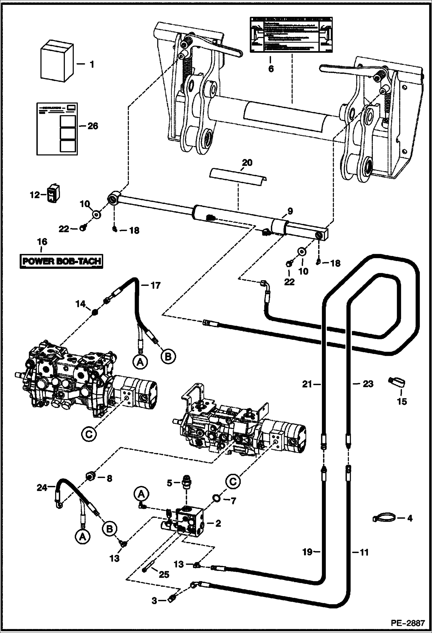 Схема запчастей Bobcat S-Series - POWER BOB-TACH (Kit) (Rear Mounted Cylinder Ports) ACCESSORIES & OPTIONS