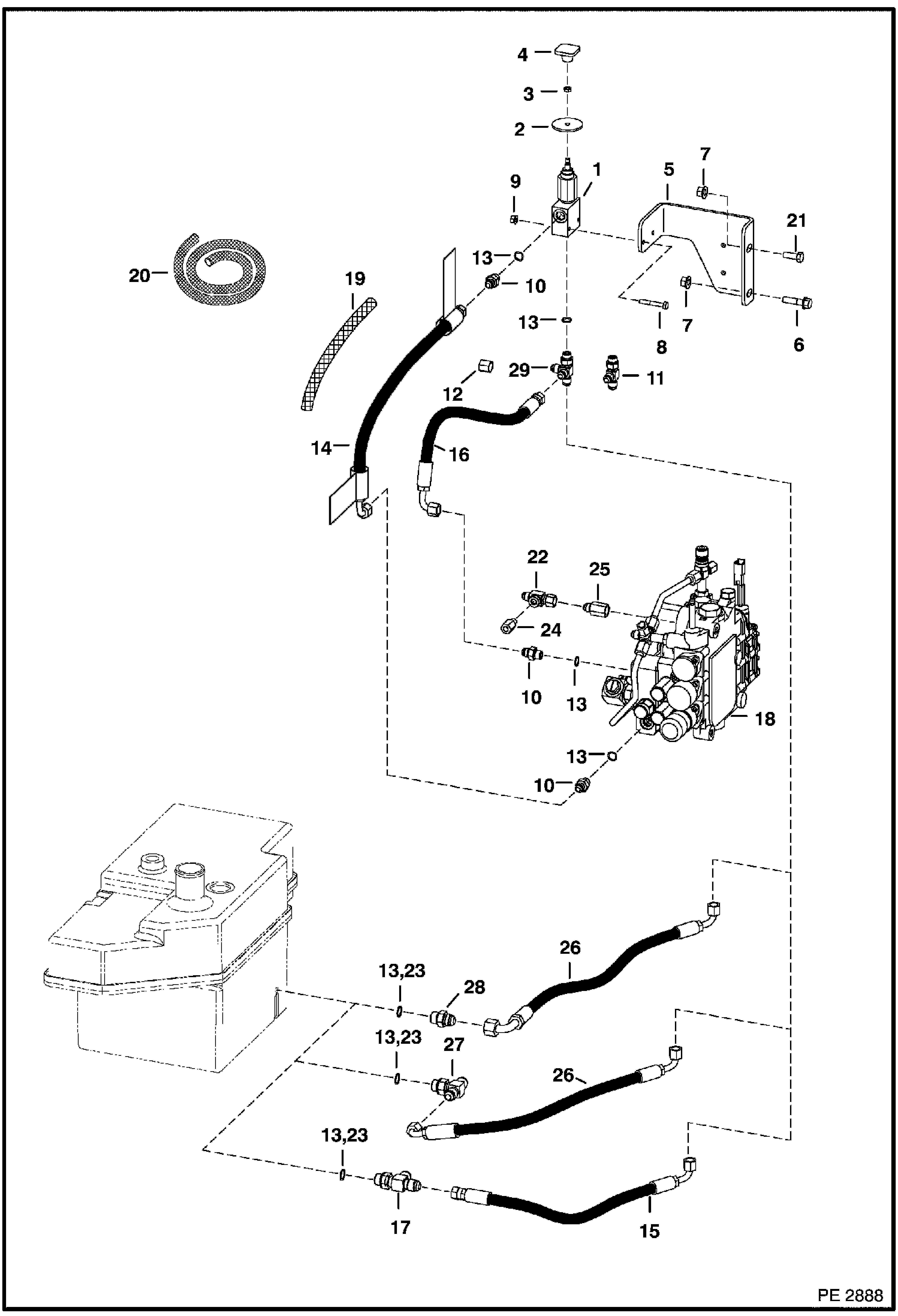 Схема запчастей Bobcat 800s - MANUAL LIFT RELEASE SYSTEM (S/N 518911353, 516811036, 517511032 & Below) HYDRAULIC SYSTEM