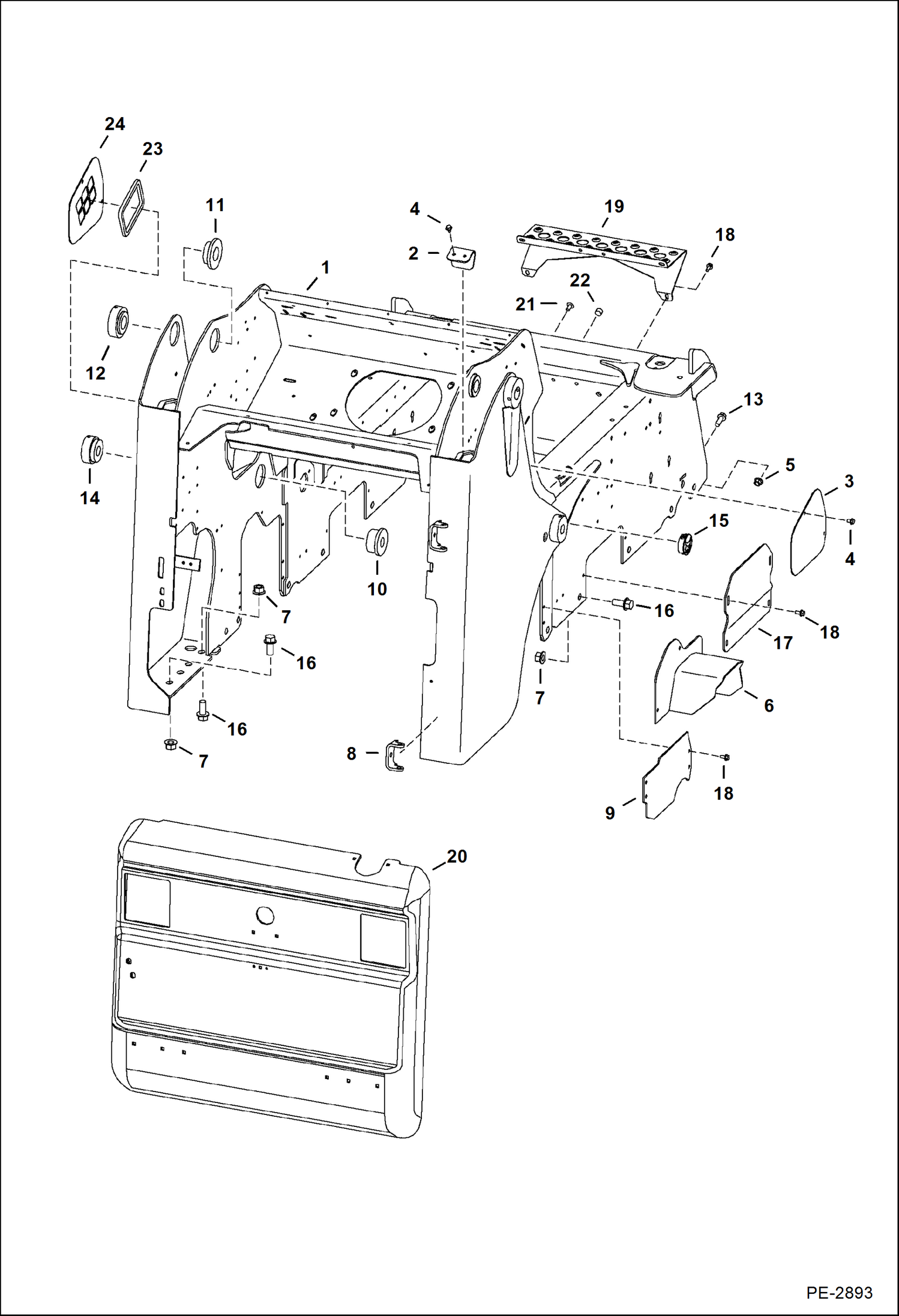 Схема запчастей Bobcat T-Series - MAIN FRAME (S/N 531840049 & Below) MAIN FRAME