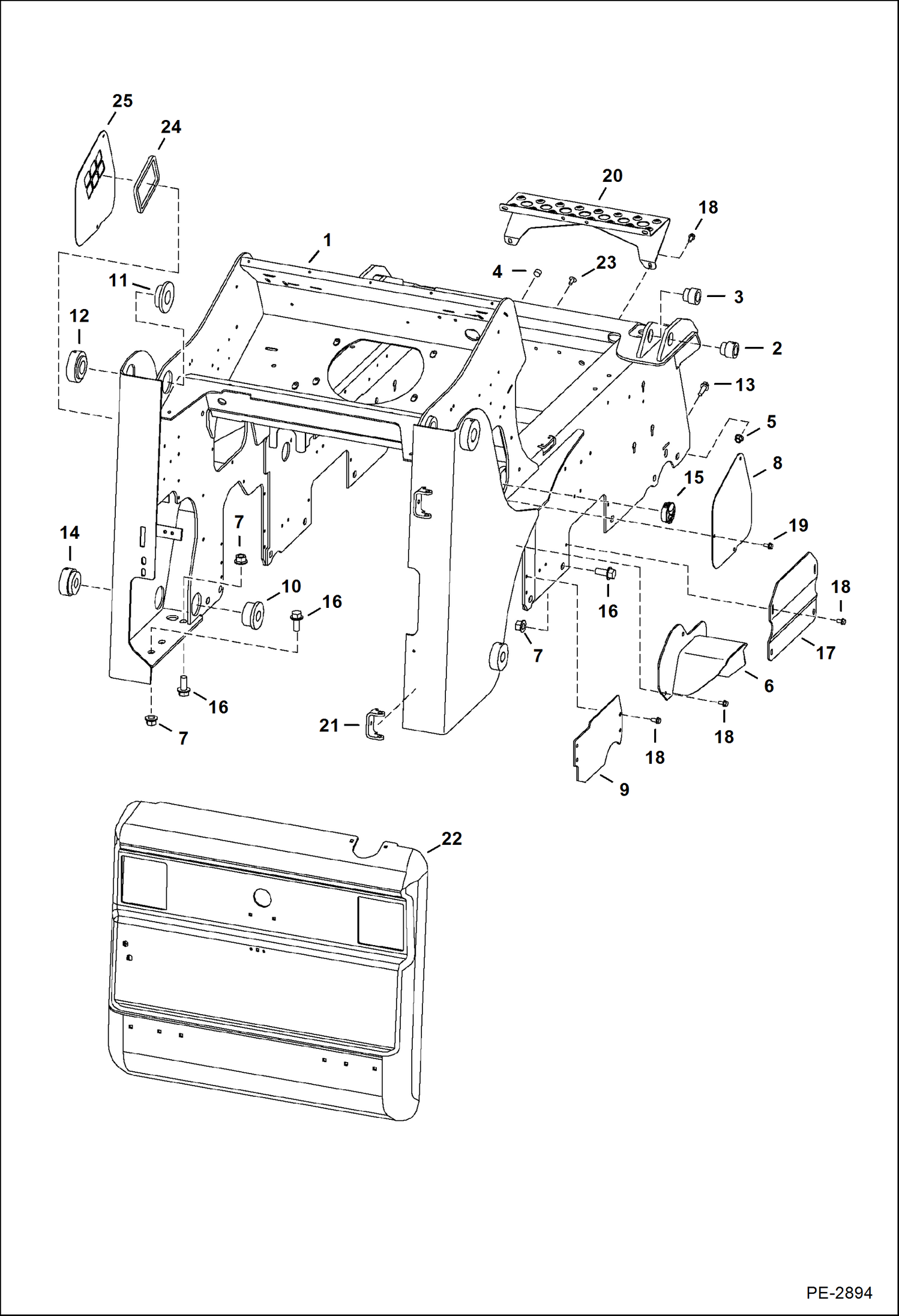 Схема запчастей Bobcat T-Series - MAIN FRAME (S/N 532040061 & Below) MAIN FRAME