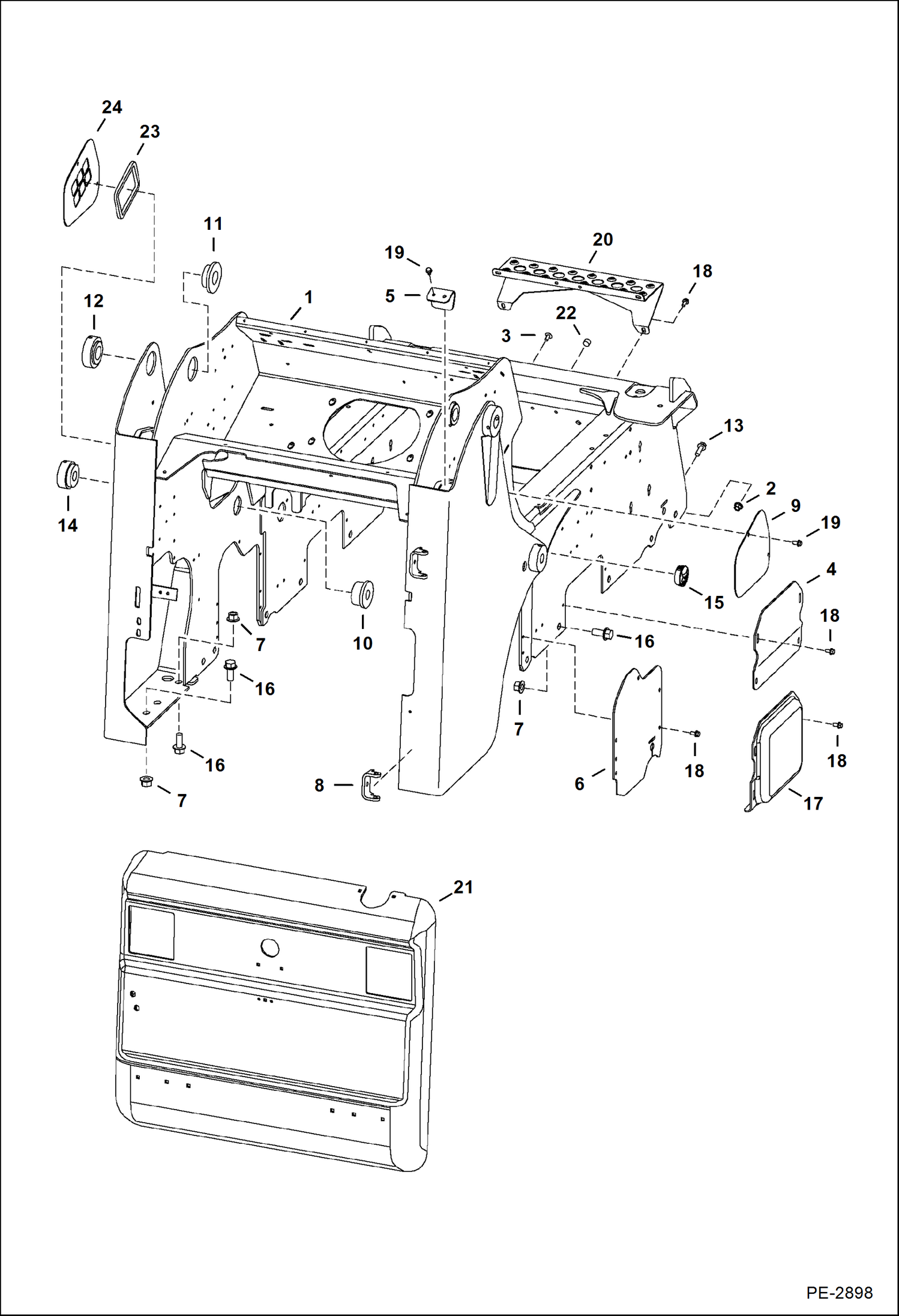 Схема запчастей Bobcat S-Series - MAIN FRAME (S/N 530740068 & Below) MAIN FRAME