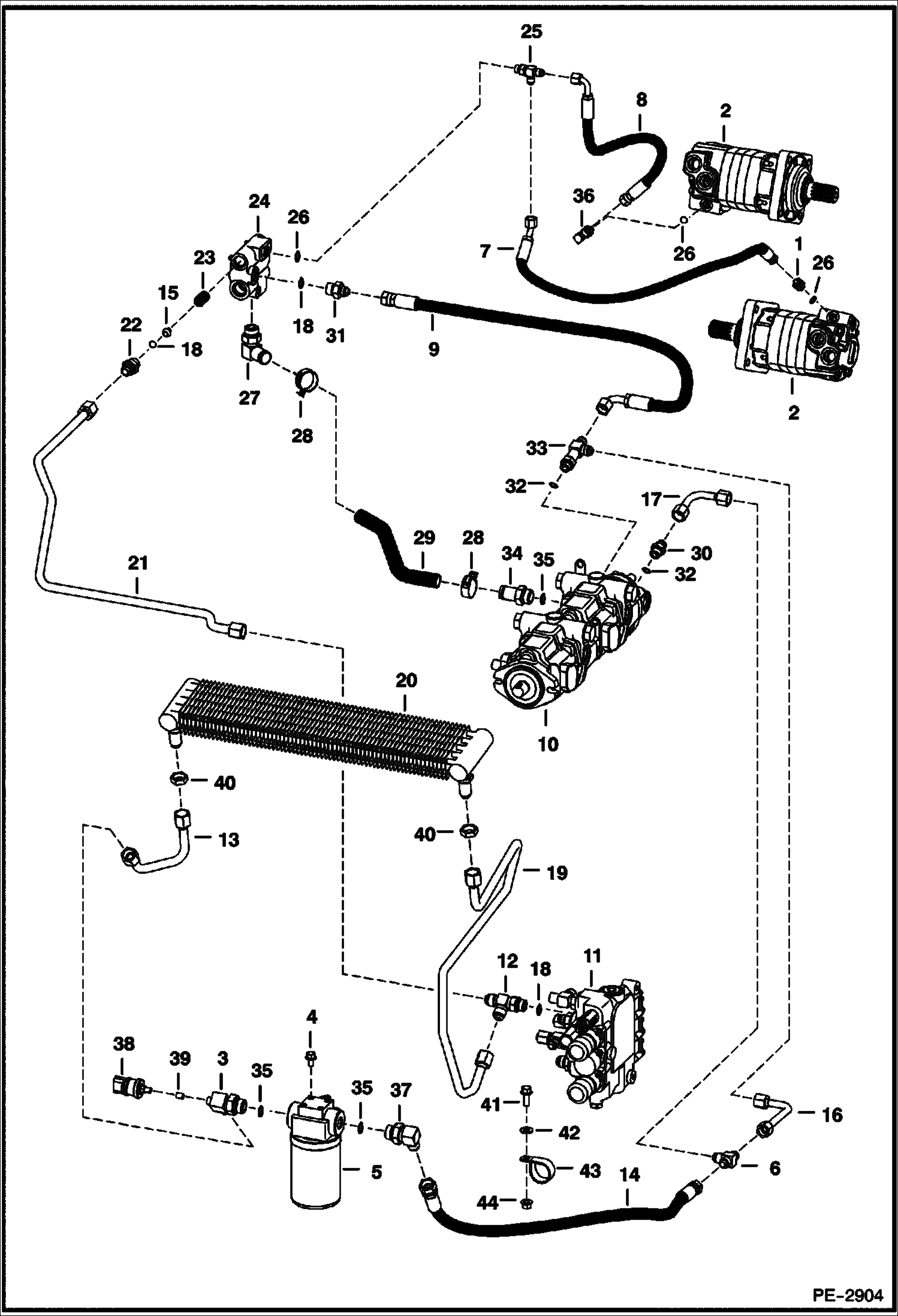 Схема запчастей Bobcat 500s - HYDROSTATIC CIRCUITRY 5391 12001 & Abv, 5394 12001 & Abv HYDROSTATIC SYSTEM