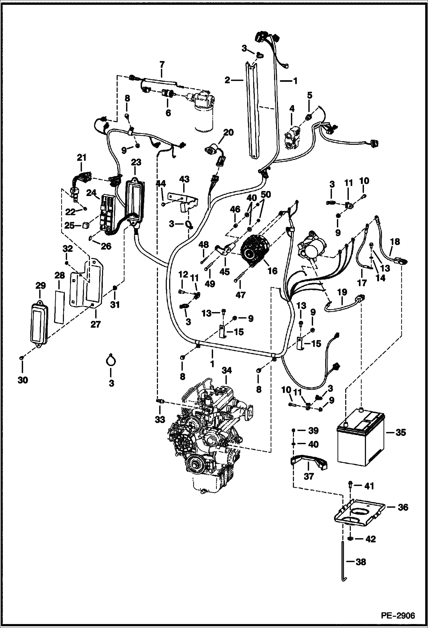 Схема запчастей Bobcat 500s - ENGINE ELECTRICAL SYSTEM 5391 12001 & Abv, 5394 12001 & Abv ELECTRICAL SYSTEM