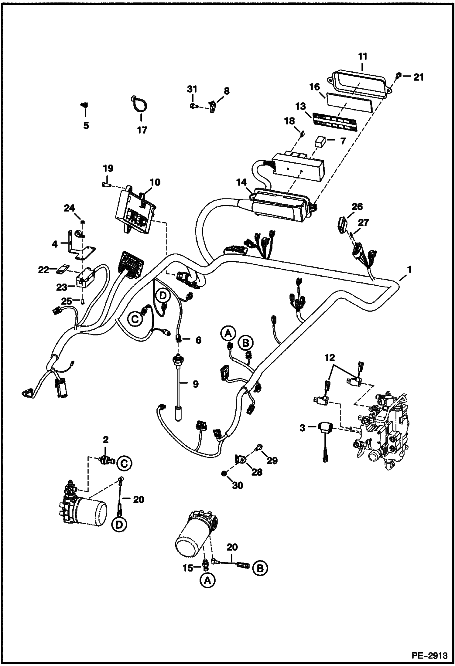 Схема запчастей Bobcat S-Series - ENGINE ELECTRICAL CIRCUITRY (S/N A3KY11001 - 19999) ELECTRICAL SYSTEM