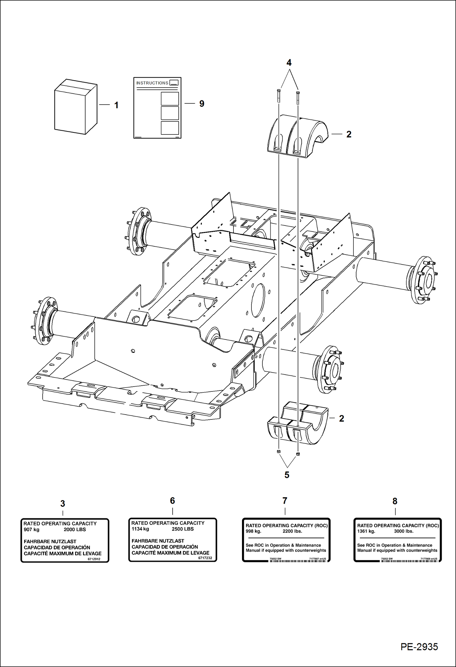 Схема запчастей Bobcat 800s - COUNTERWEIGHT KIT (Rear Axle) ACCESSORIES & OPTIONS