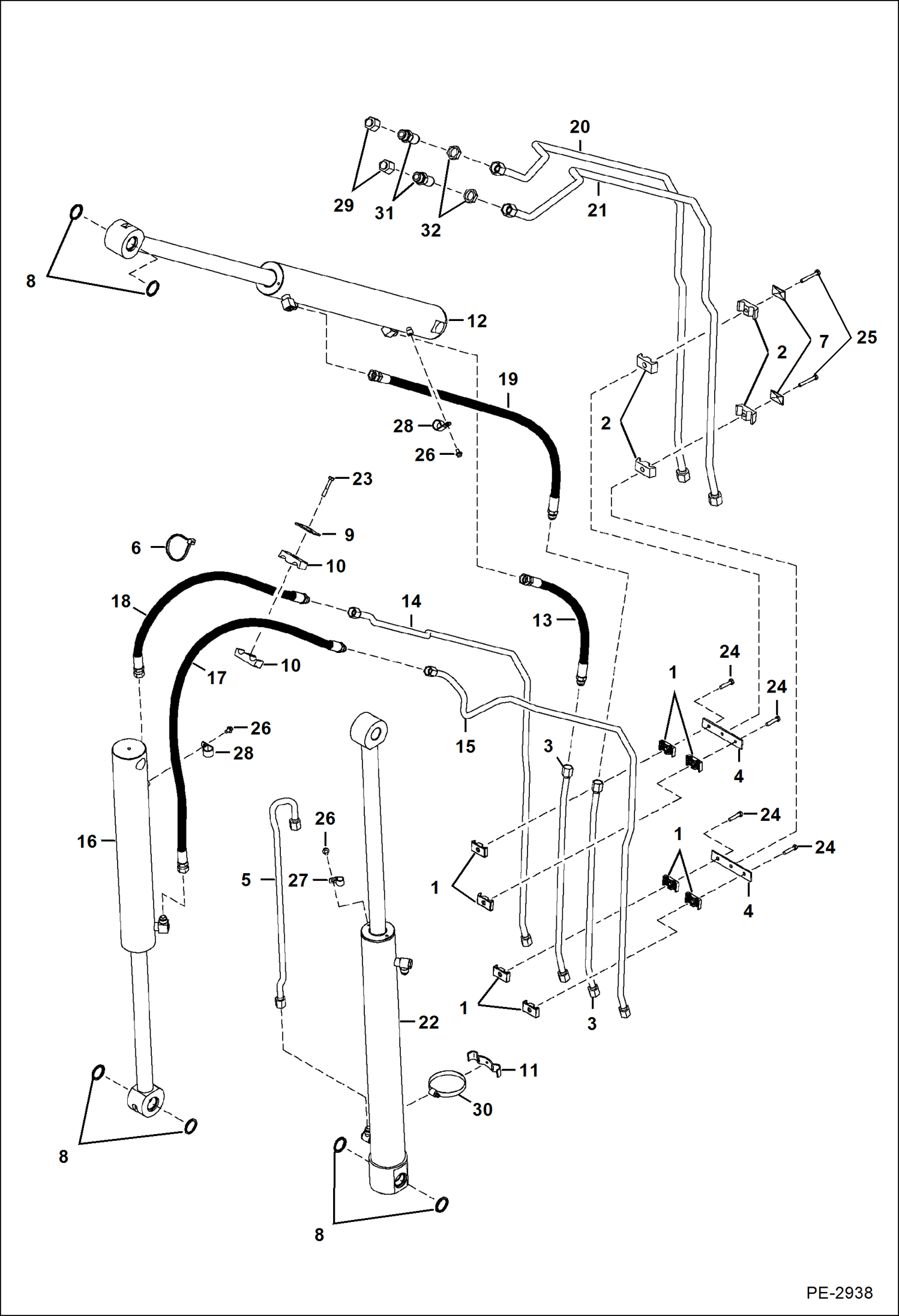 Схема запчастей Bobcat 329 - HYDRAULIC CIRCUITRY (Work) HYDRAULIC SYSTEM