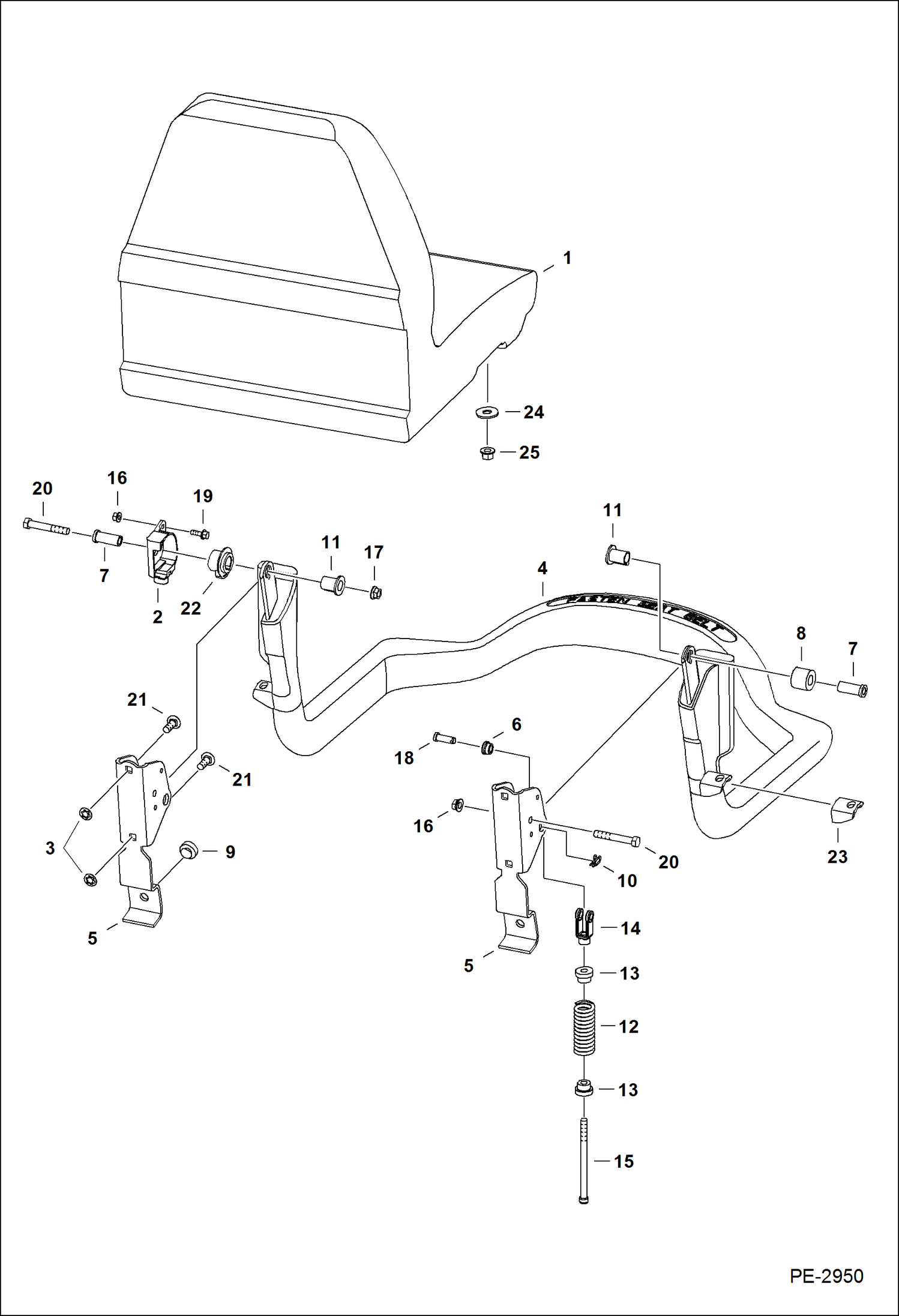 Схема запчастей Bobcat A-Series - SEAT & SEAT BAR MAIN FRAME