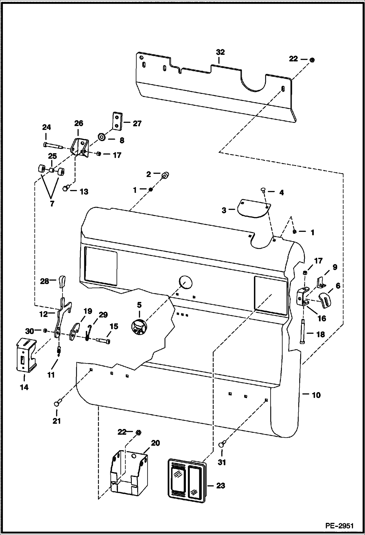 Схема запчастей Bobcat S-Series - REAR DOOR MAIN FRAME