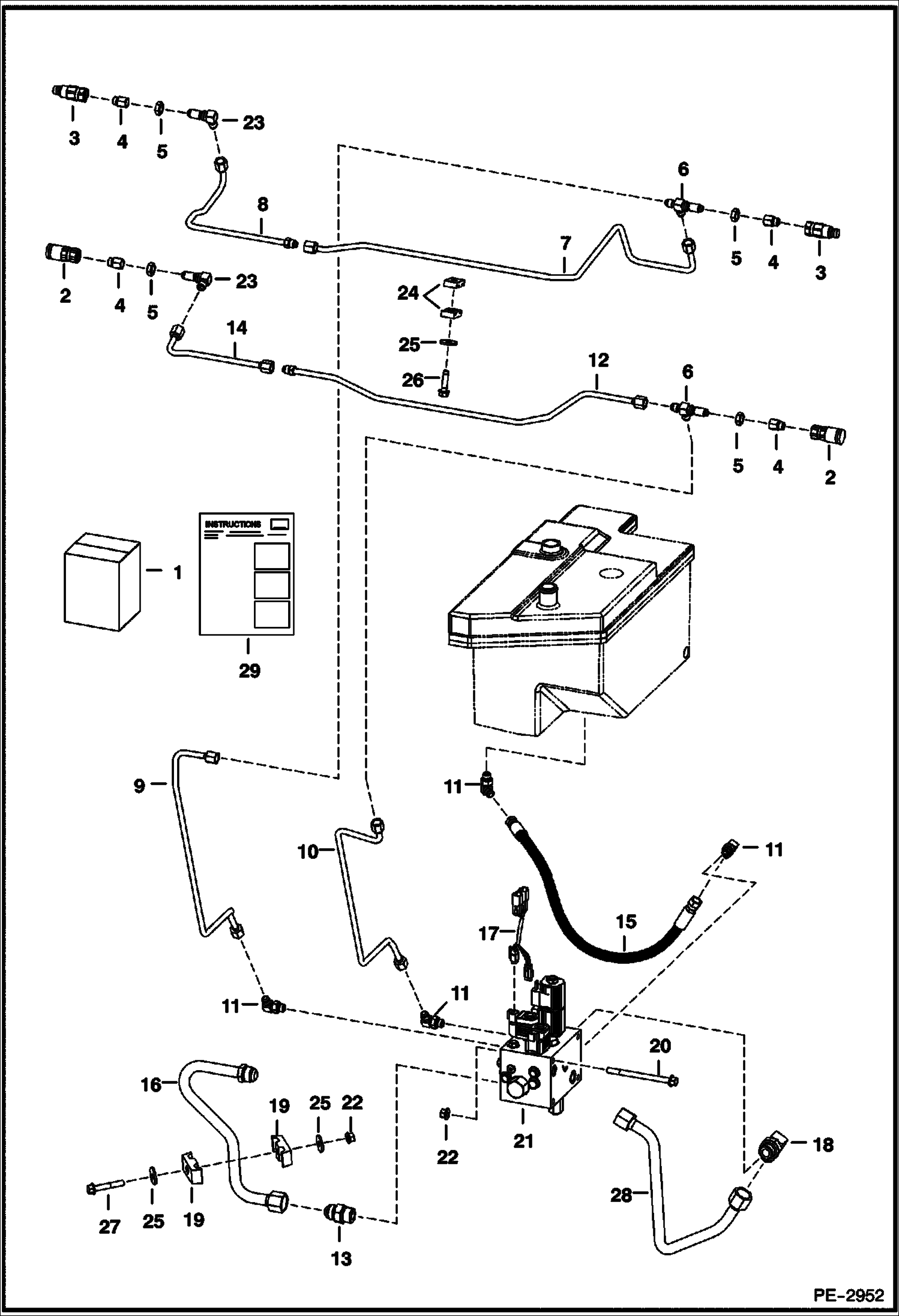 Схема запчастей Bobcat S-Series - REAR AUXILIARY (Kit) ACCESSORIES & OPTIONS