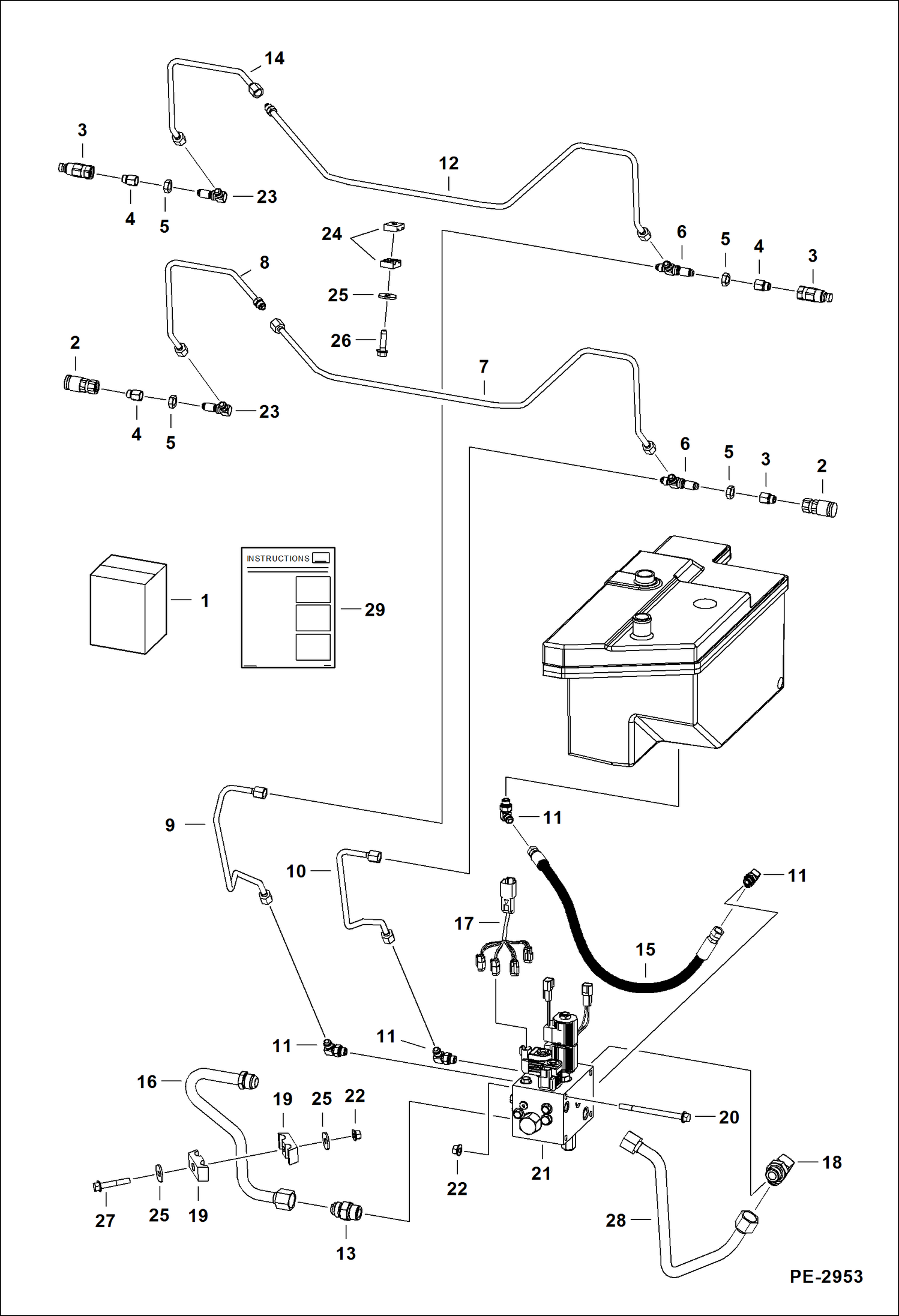 Схема запчастей Bobcat S-Series - REAR AUXILIARY (Kit) ACCESSORIES & OPTIONS