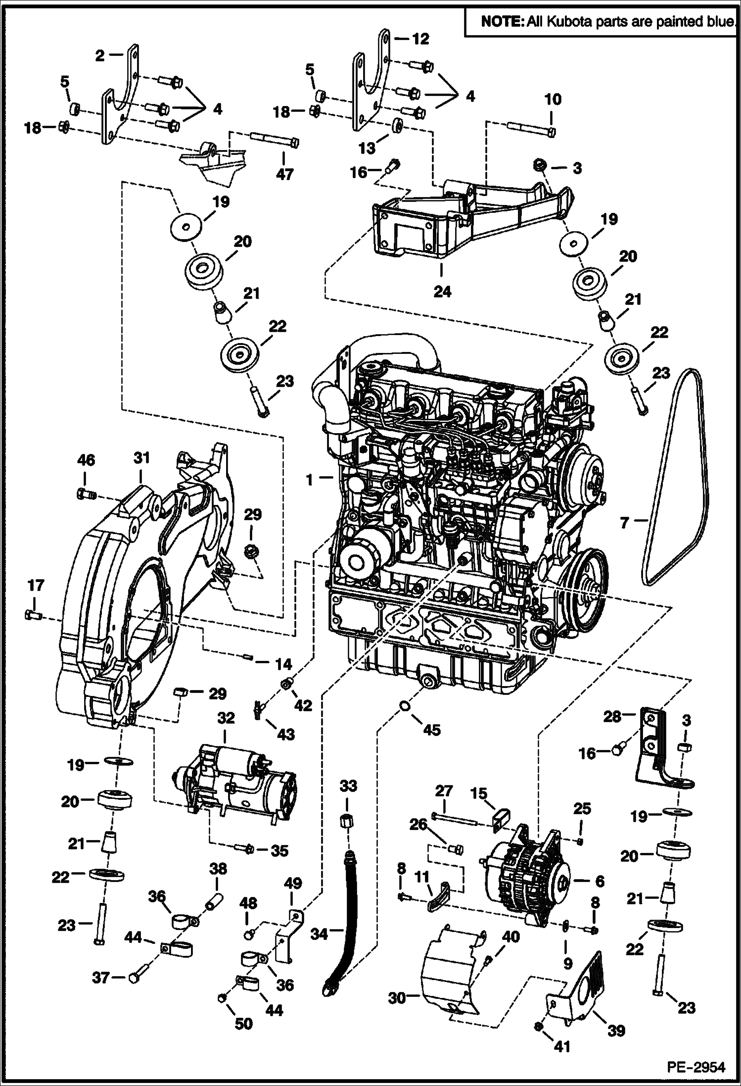 Схема запчастей Bobcat S-Series - ENGINE & ATTACHING PARTS (Engine Mounts) (S/N 526215622, 526312162 & Above) POWER UNIT