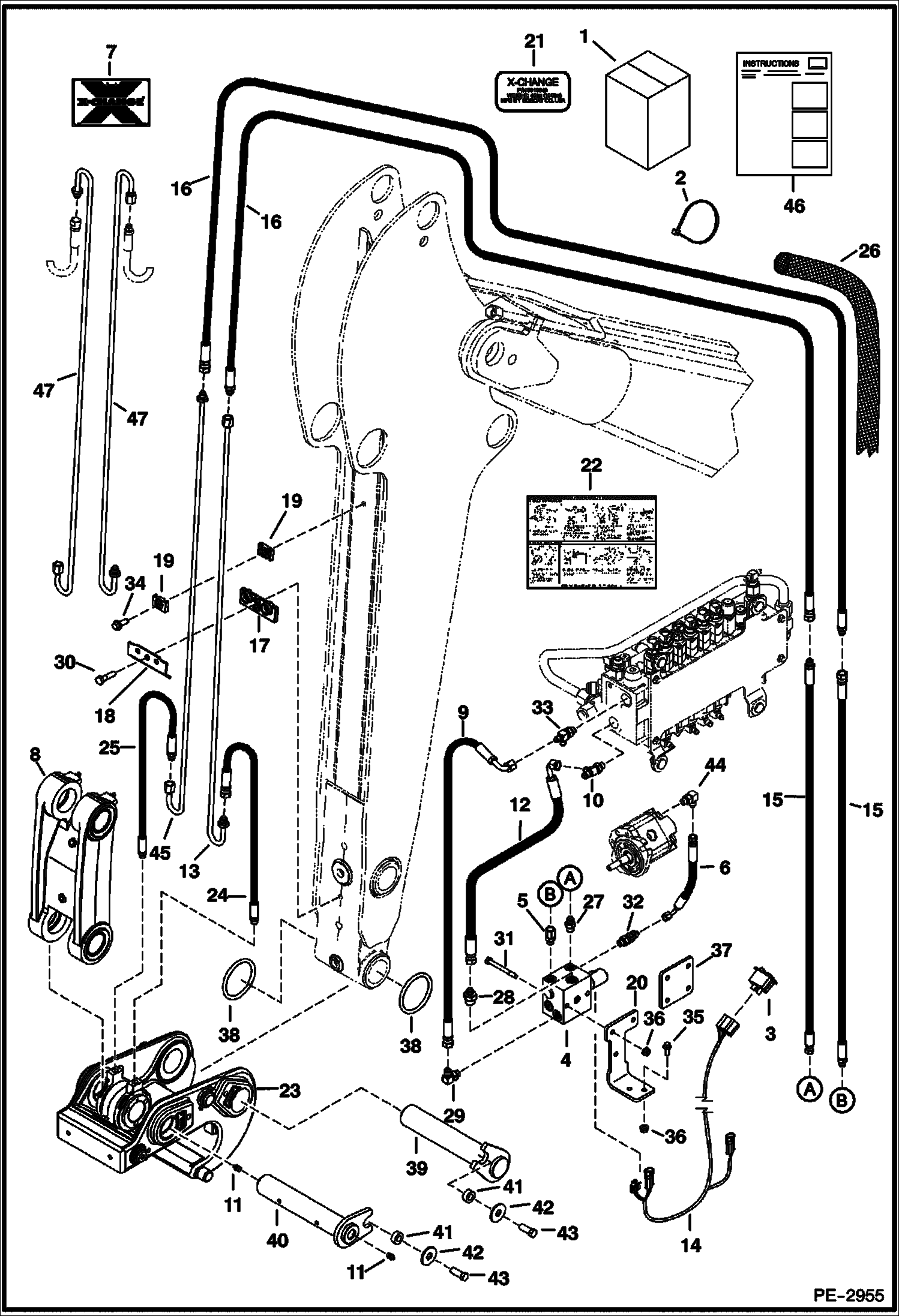 Схема запчастей Bobcat 435 - X-CHANGE (Hydraulic) (Kit)(S/N 5631 11001-13999, 14007-14999) ACCESSORIES & OPTIONS