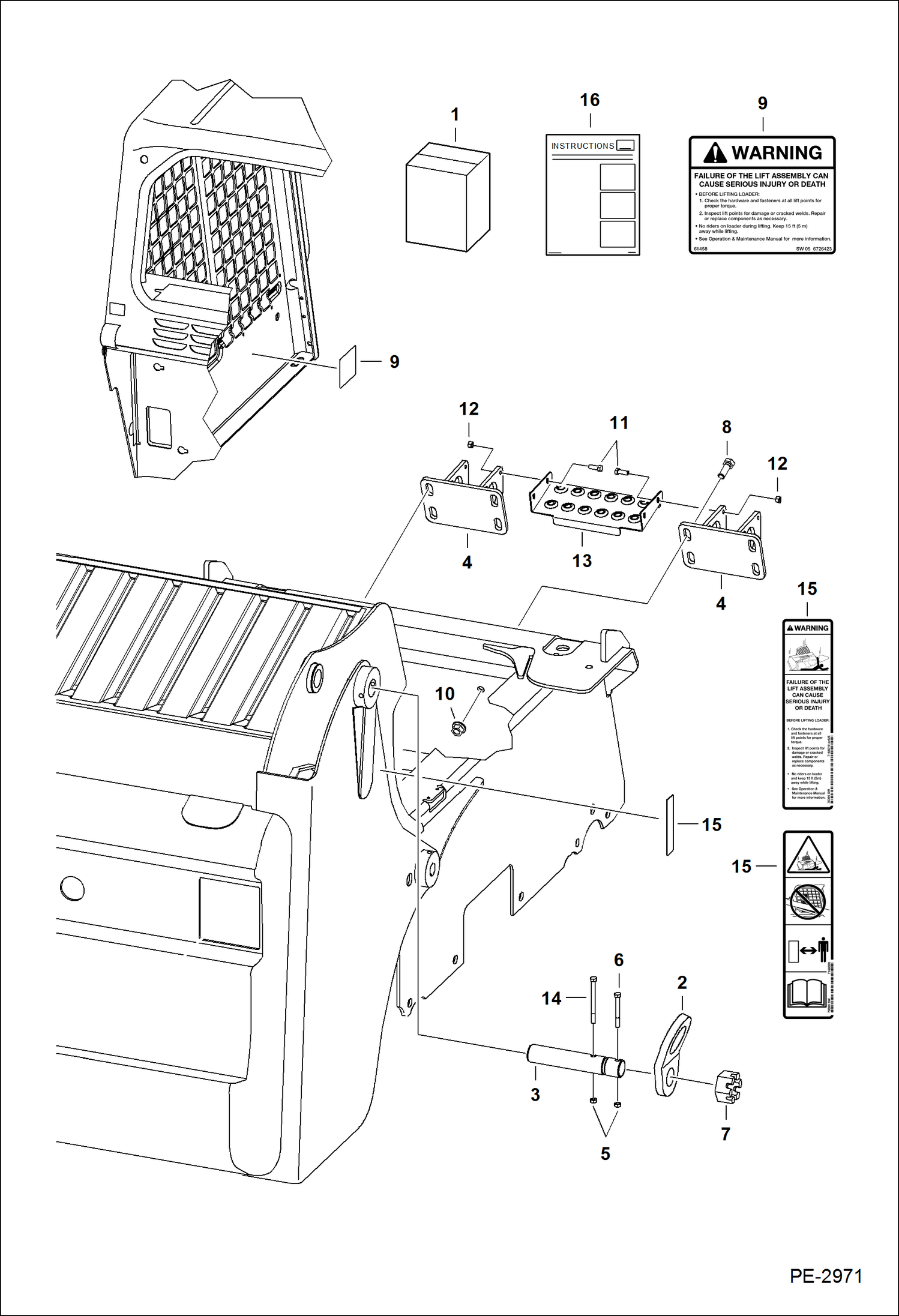 Схема запчастей Bobcat S-Series - LIFT KIT (Four Point) ACCESSORIES & OPTIONS