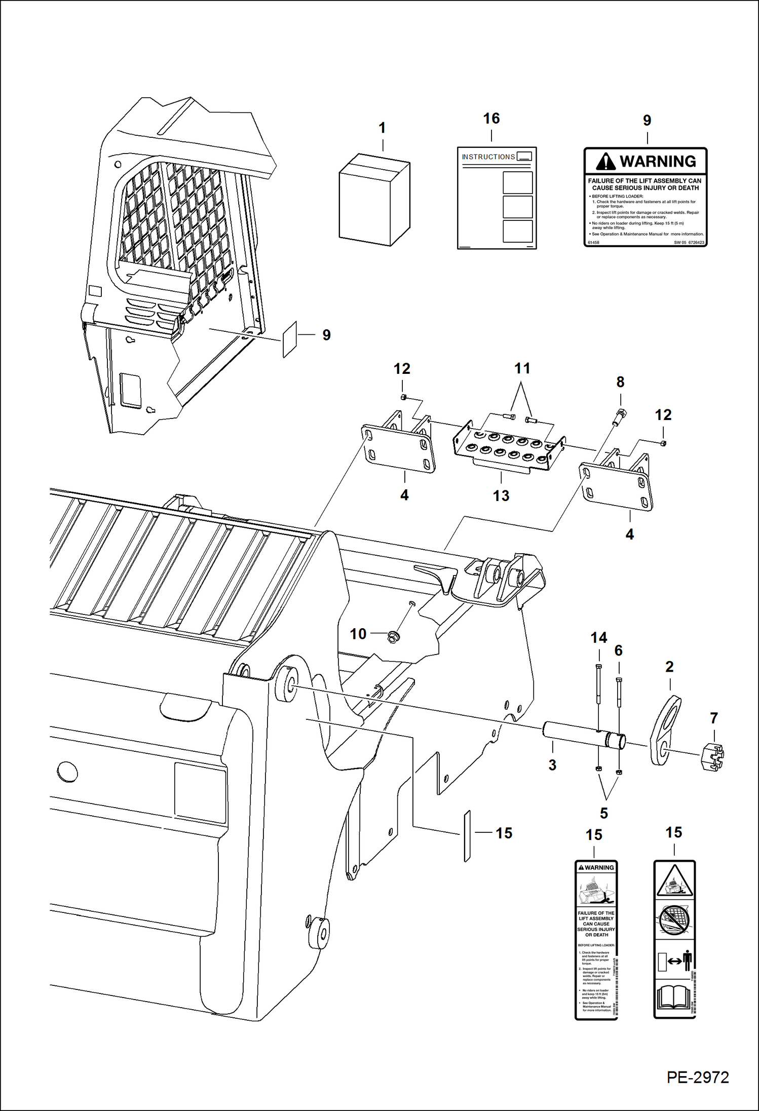 Схема запчастей Bobcat A-Series - LIFT KIT (Four Point) ACCESSORIES & OPTIONS