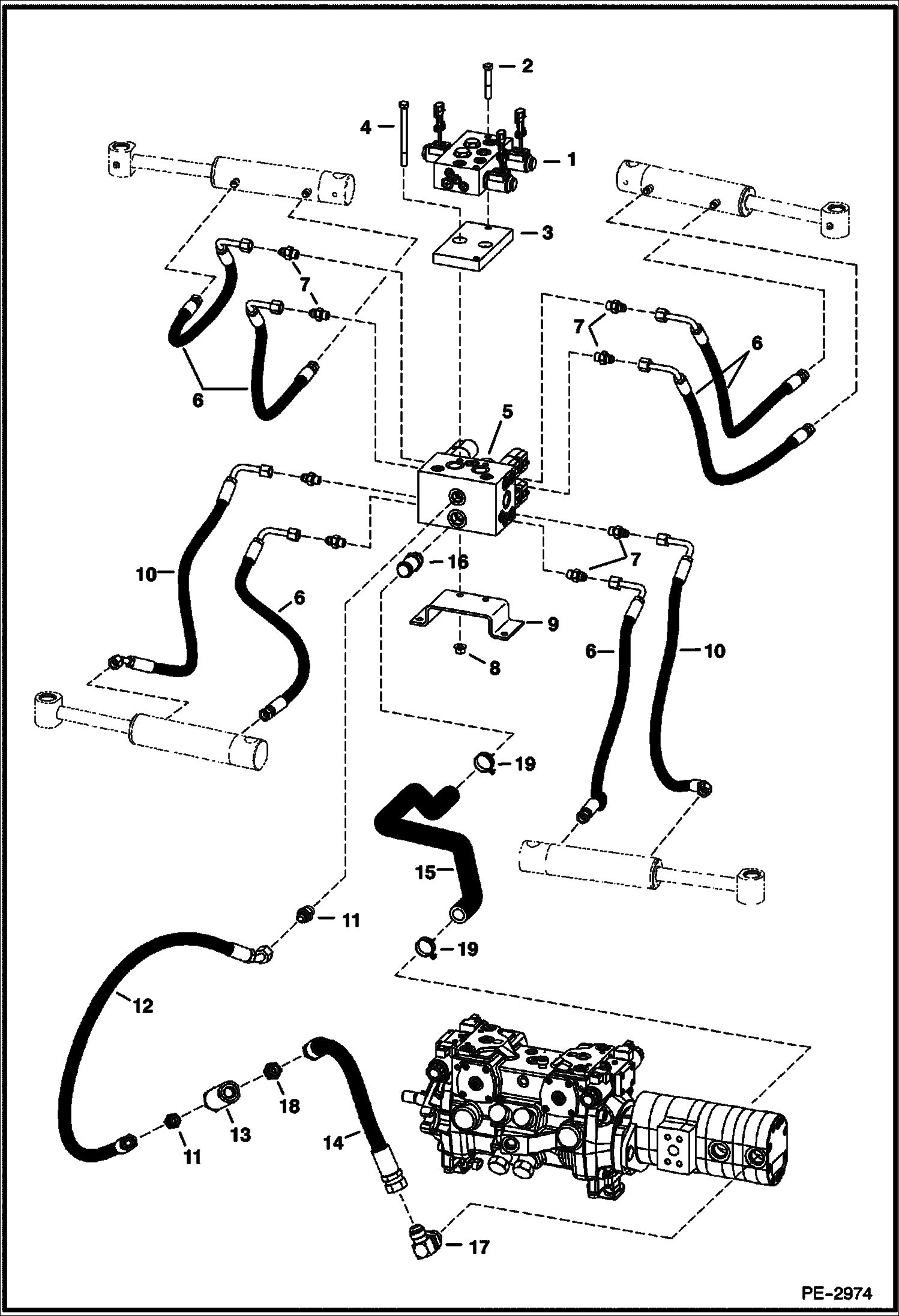 Схема запчастей Bobcat A-Series - HYDROSTATIC CIRCUITRY (Steering Valve) HYDROSTATIC SYSTEM