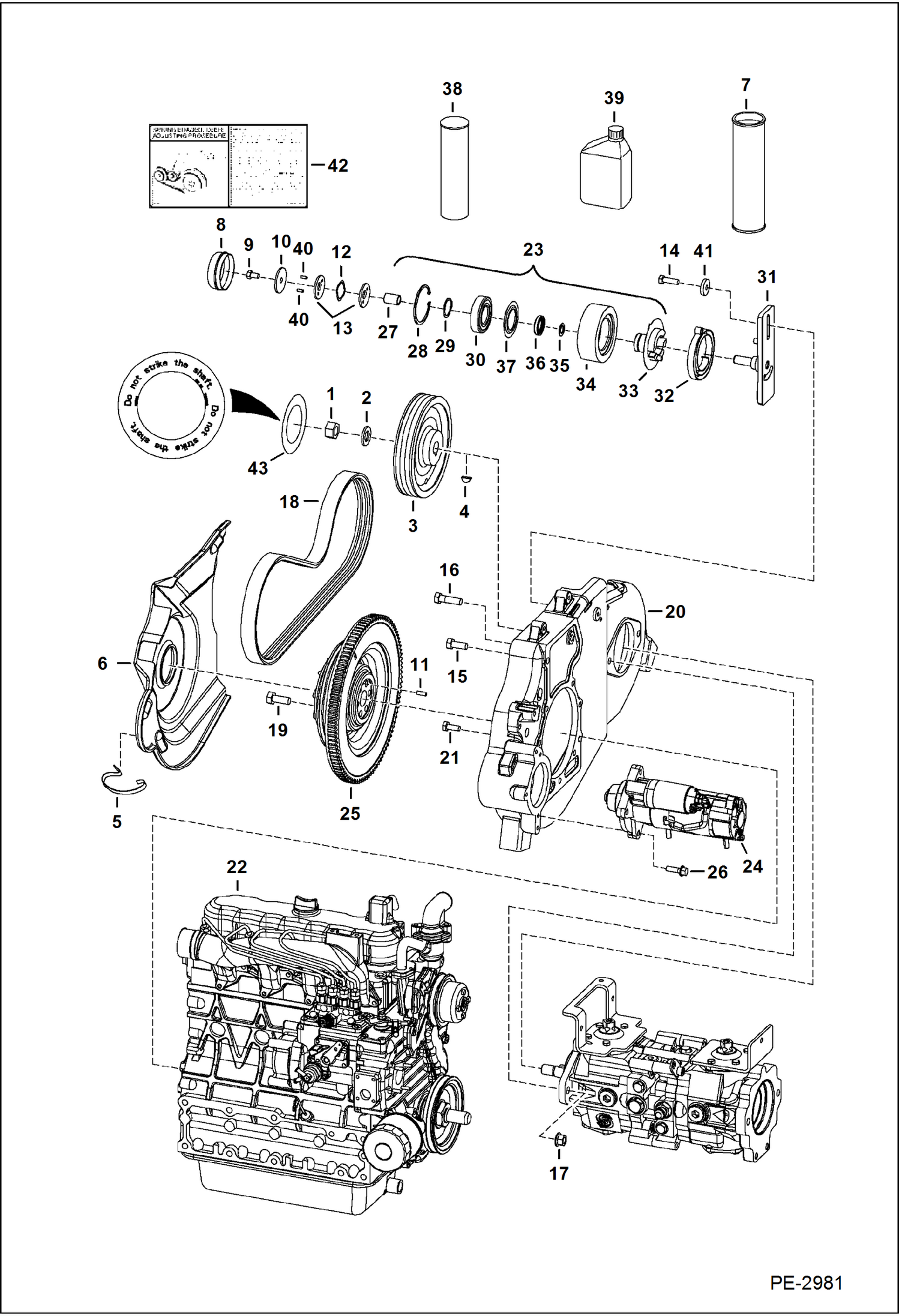 Схема запчастей Bobcat S-Series - ENGINE & ATTACHING PARTS (Belt Drive System) POWER UNIT