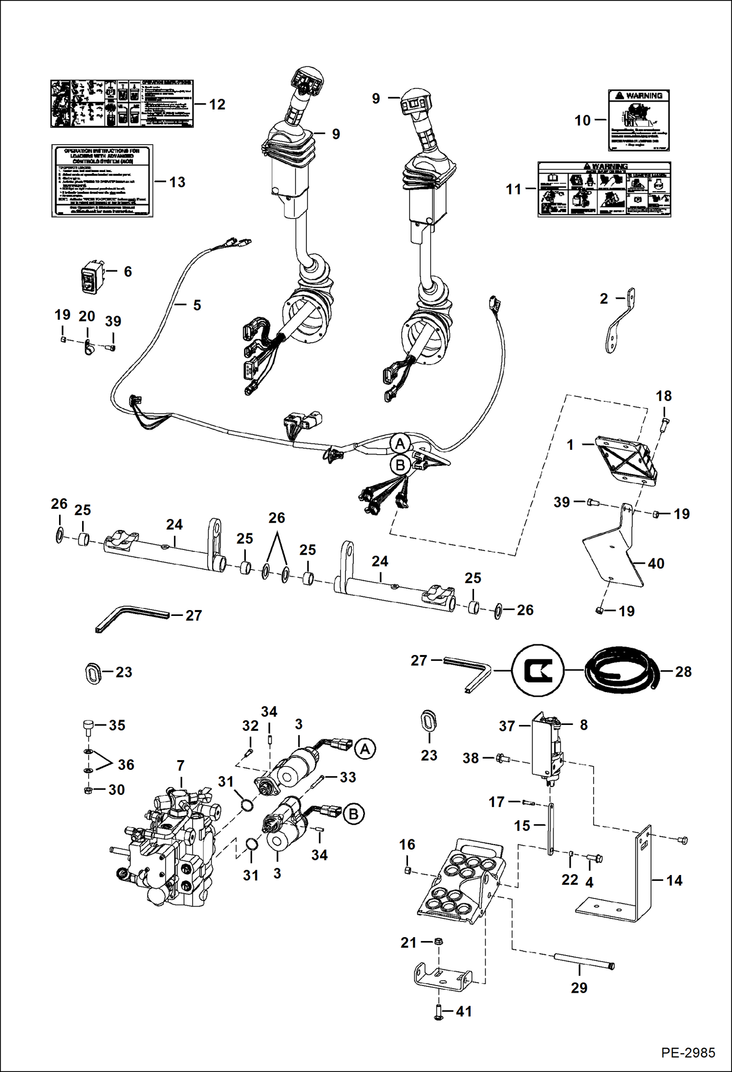 Схема запчастей Bobcat S-Series - CONTROLS ELECTRICAL (AHC) (ACS) (S/N 529214883 & Above, 529611919 & Above, A14W11001 & Above, A1Z711001 & Above, A84W11001 & Above, A8KA11001 & Above, A8NW11001 & Above) ELECTRICAL SYSTEM