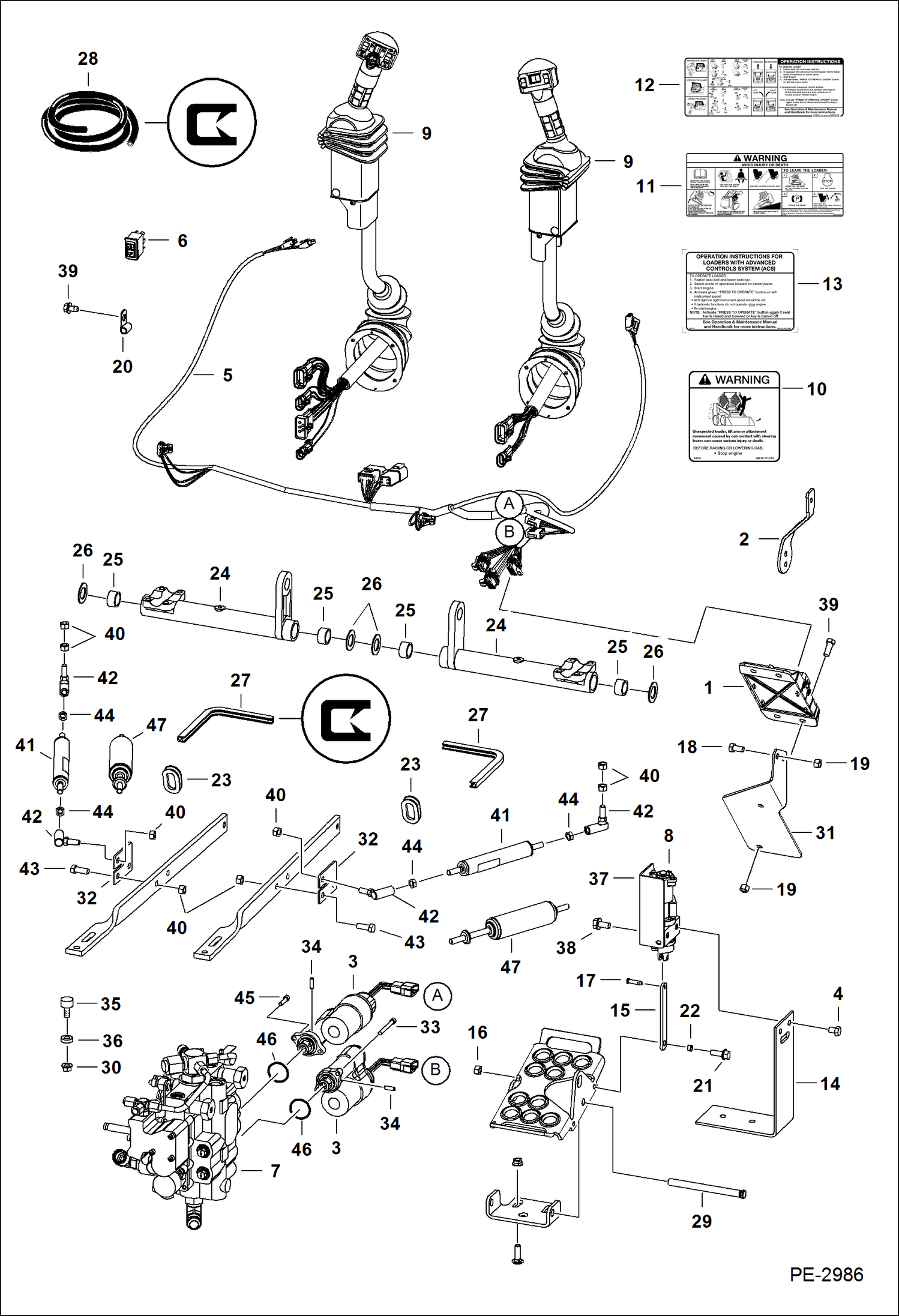 Схема запчастей Bobcat T-Series - CONTROLS ELECTRICAL (AHC) (ACS) (S/N 529311592 & Above, 531311264 & Above) ELECTRICAL SYSTEM