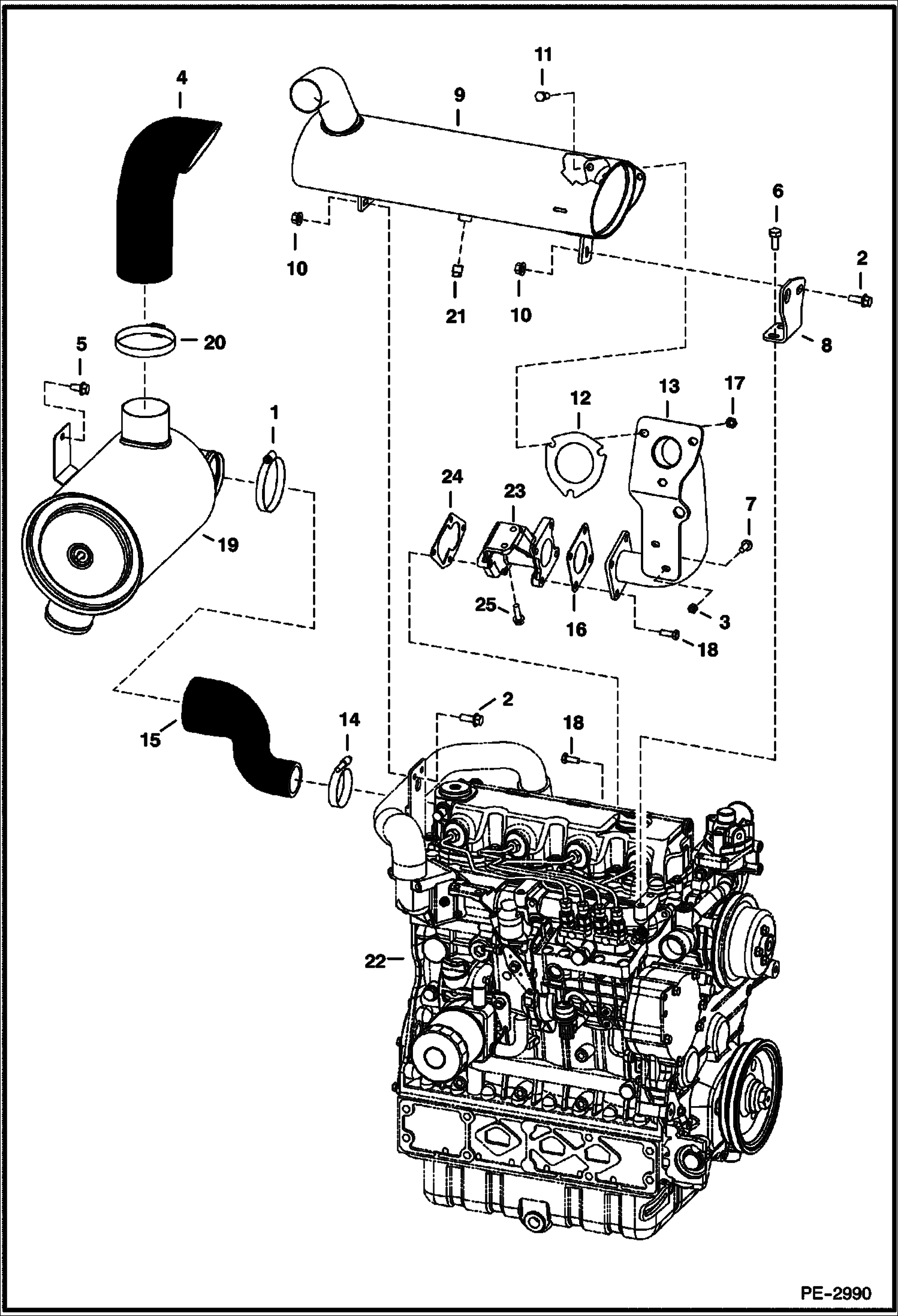 Схема запчастей Bobcat T-Series - ENGINE & ATTACHING PARTS (Air Cleaner, Muffler) POWER UNIT