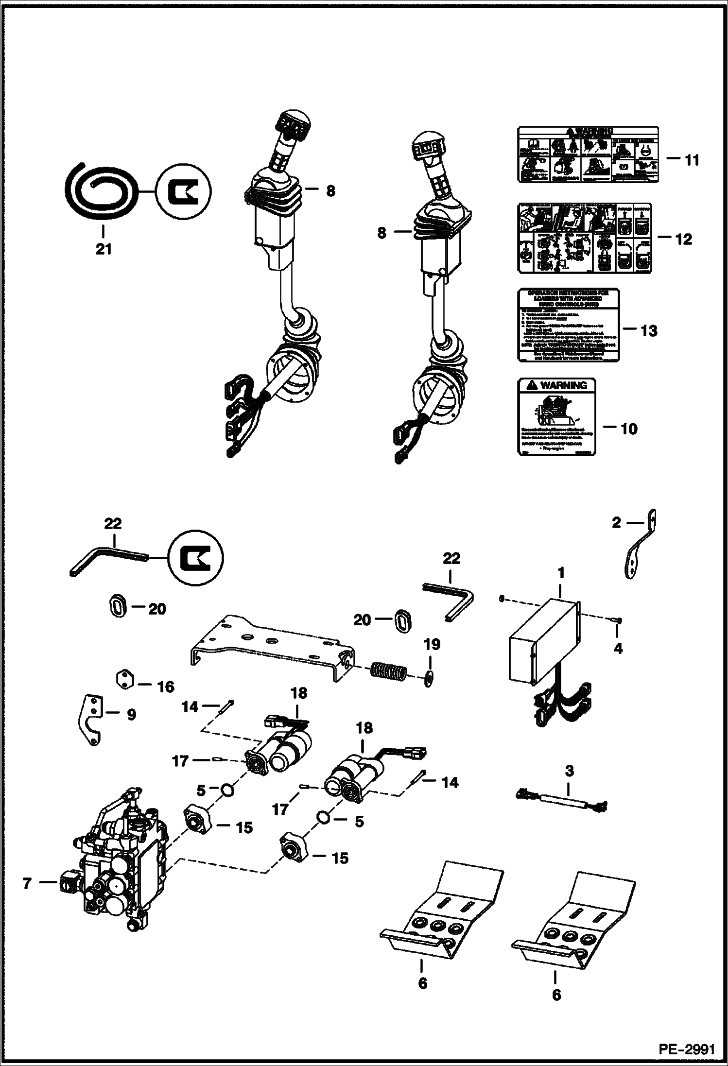 Схема запчастей Bobcat 800s - ELECTRICAL CONTROLS (Advanced Hand Control Option - W/O Push Button Float) ELECTRICAL SYSTEM