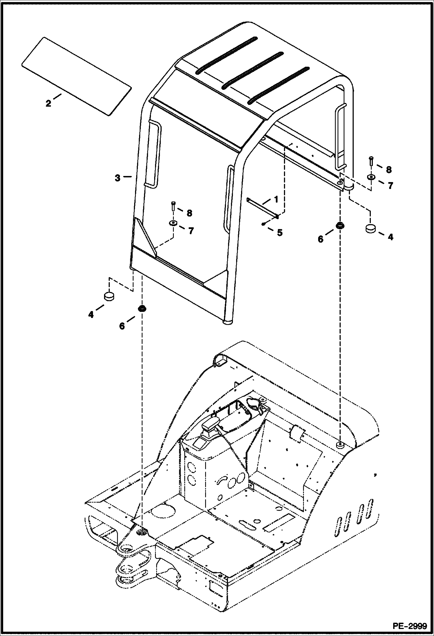 Схема запчастей Bobcat 334 - OPERATOR CANOPY MAIN FRAME