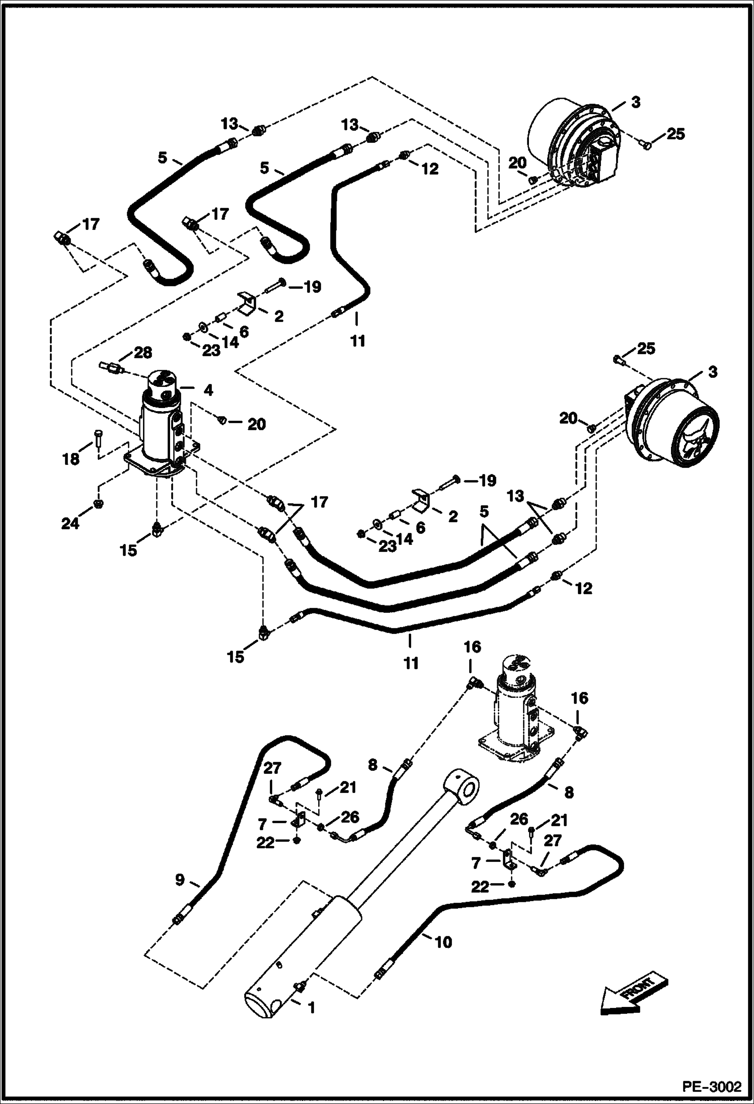 Схема запчастей Bobcat 329 - HYDRAULIC CIRCUITRY (Lower) HYDRAULIC SYSTEM