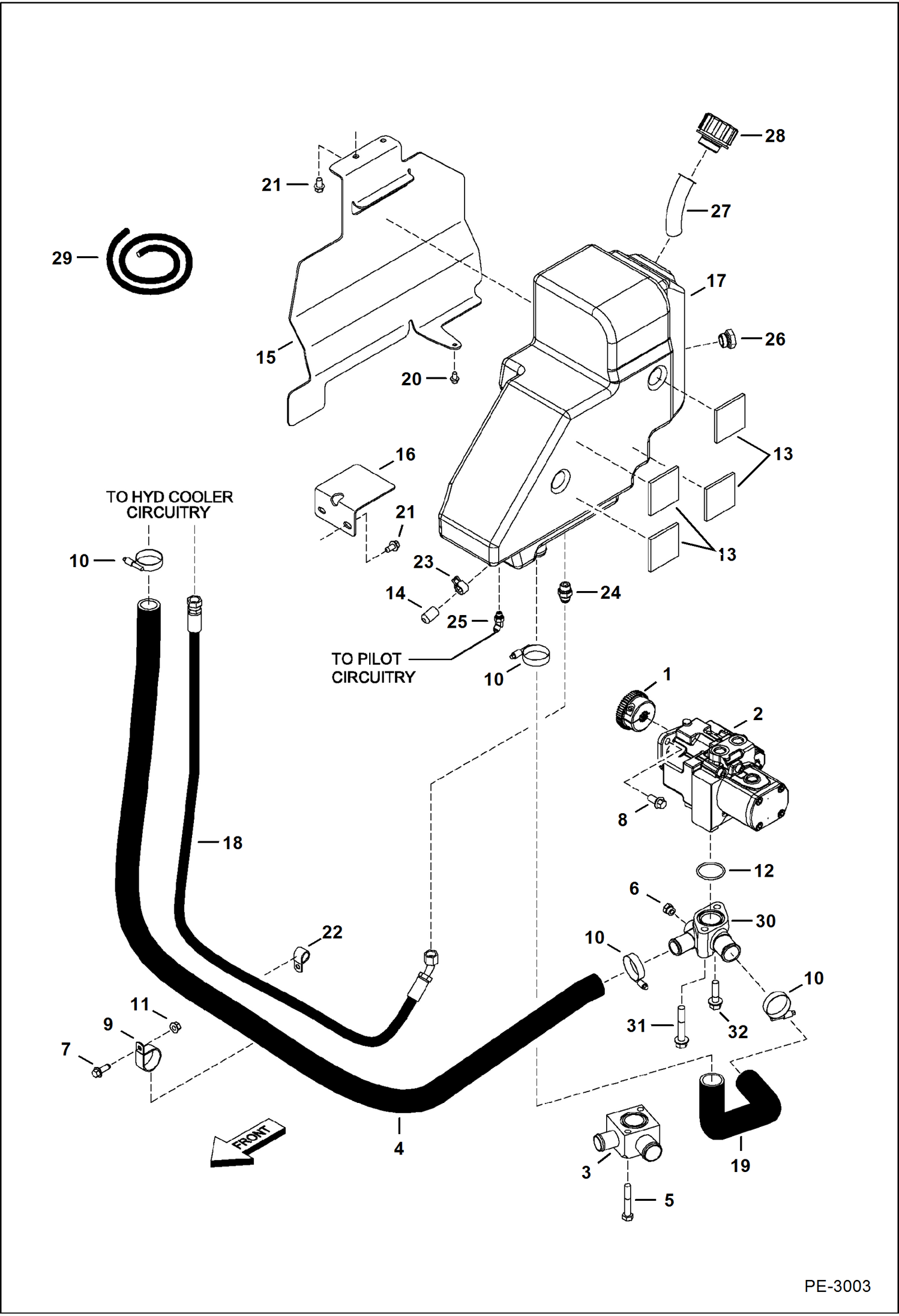 Схема запчастей Bobcat 329 - HYDRAULIC CIRCUITRY (Tank & Pump) HYDRAULIC SYSTEM