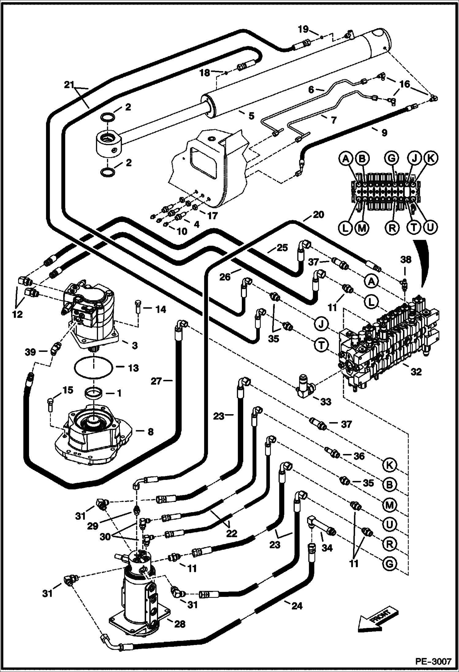 Схема запчастей Bobcat 329 - HYDRAULIC CIRCUITRY (Upper/Swing) HYDRAULIC SYSTEM