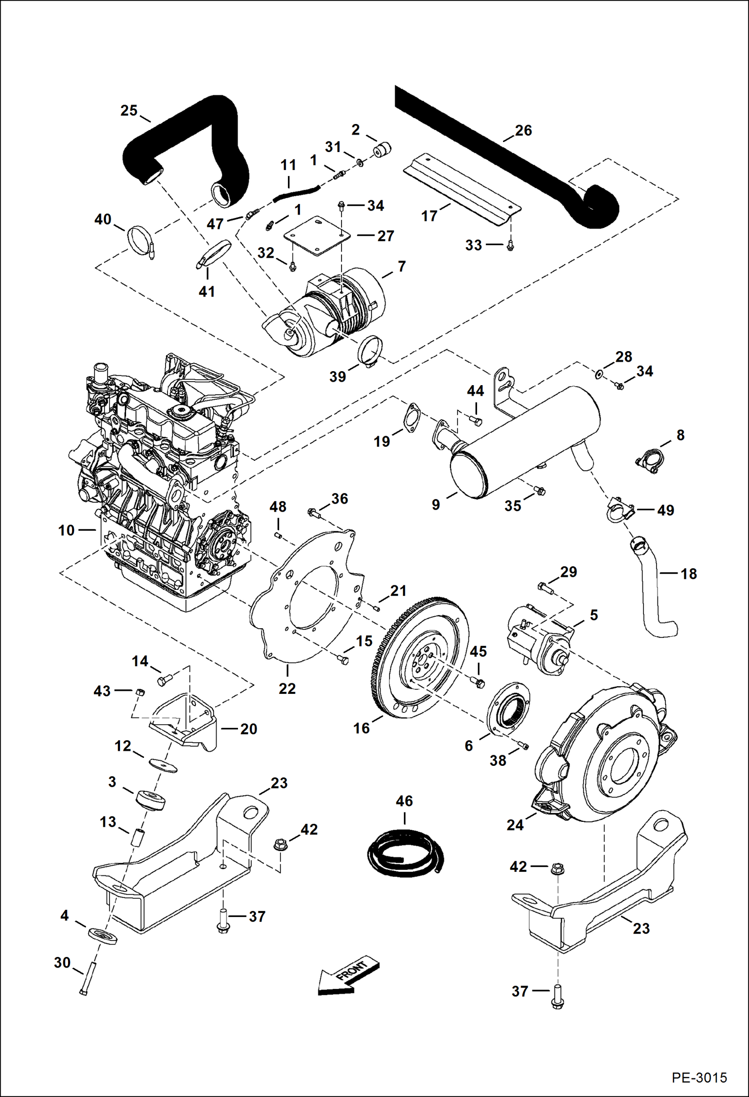 Схема запчастей Bobcat 329 - ENGINE & ATTACHING PARTS (Air Cleaner, Muffler, Engine Mounts) POWER UNIT