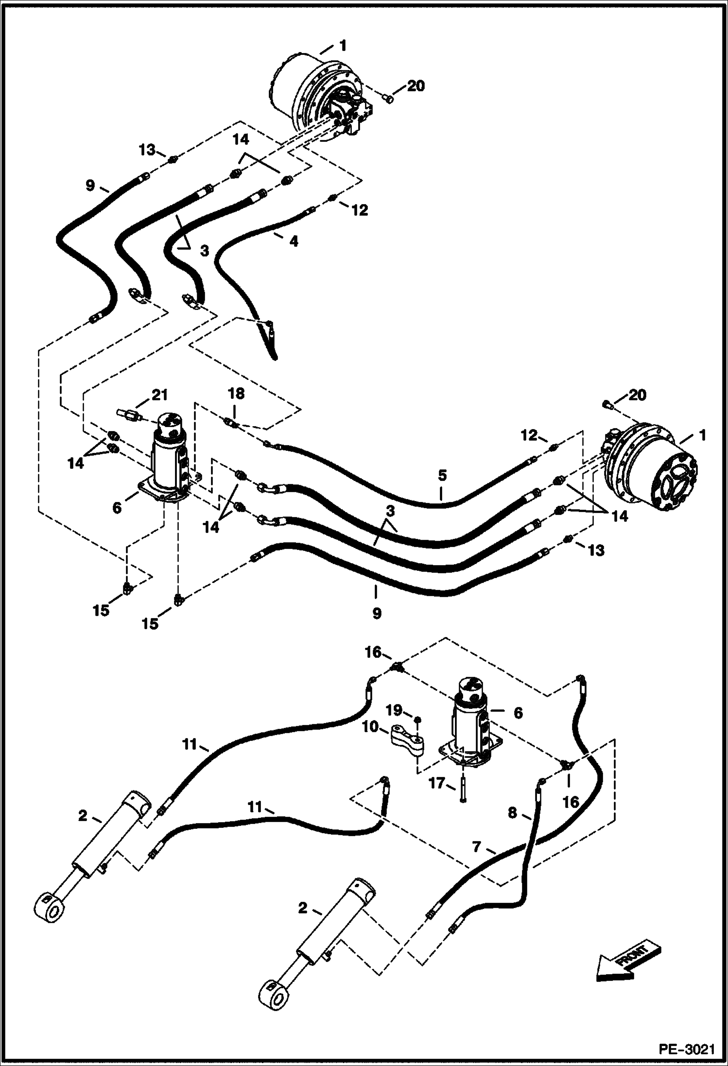 Схема запчастей Bobcat 335 - HYDRAULIC CIRCUITRY (Lower) (S/N A16U11490 & Below) HYDRAULIC SYSTEM