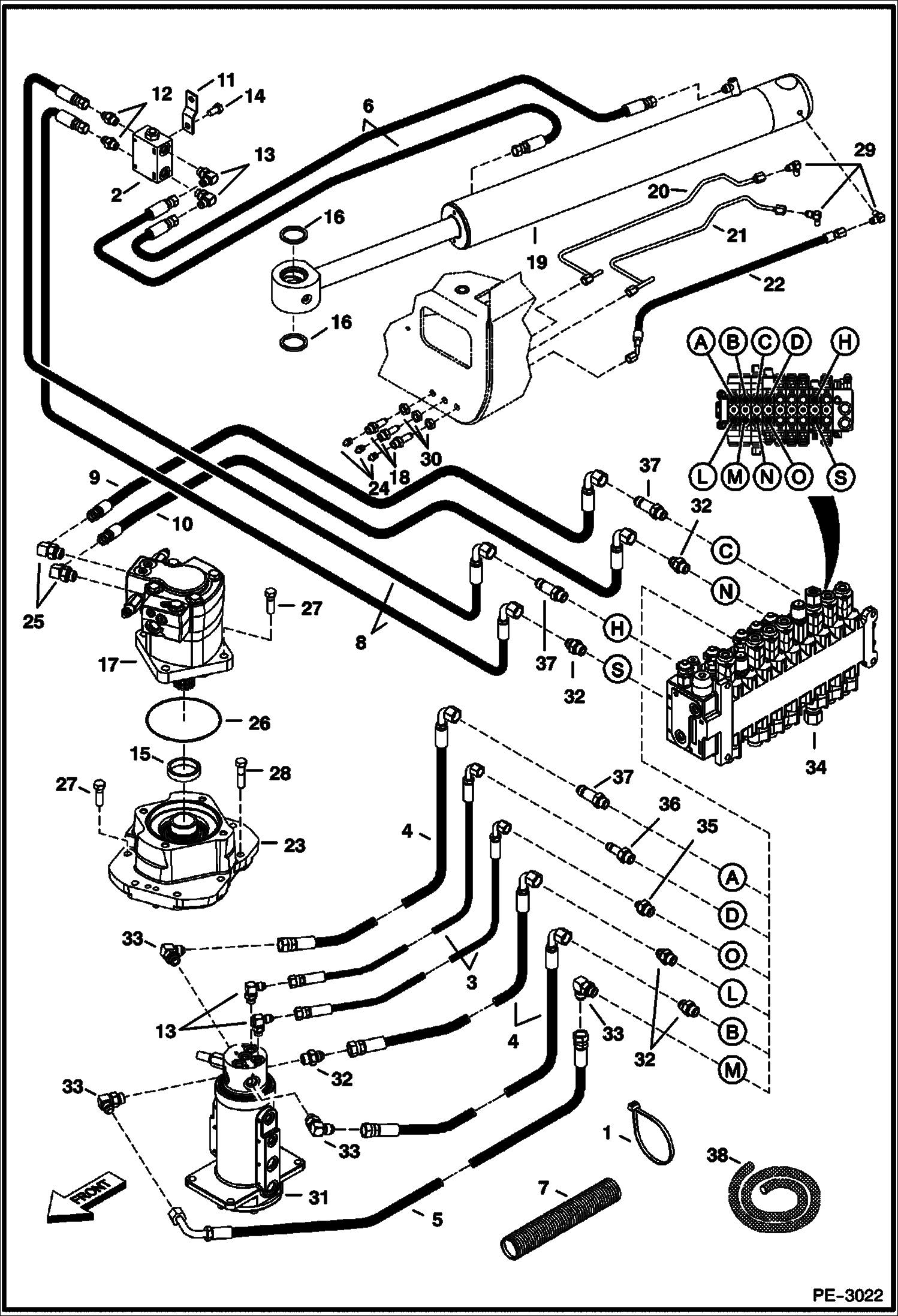 Схема запчастей Bobcat 335 - HYDRAULIC CIRCUITRY (Upper/Swing) HYDRAULIC SYSTEM