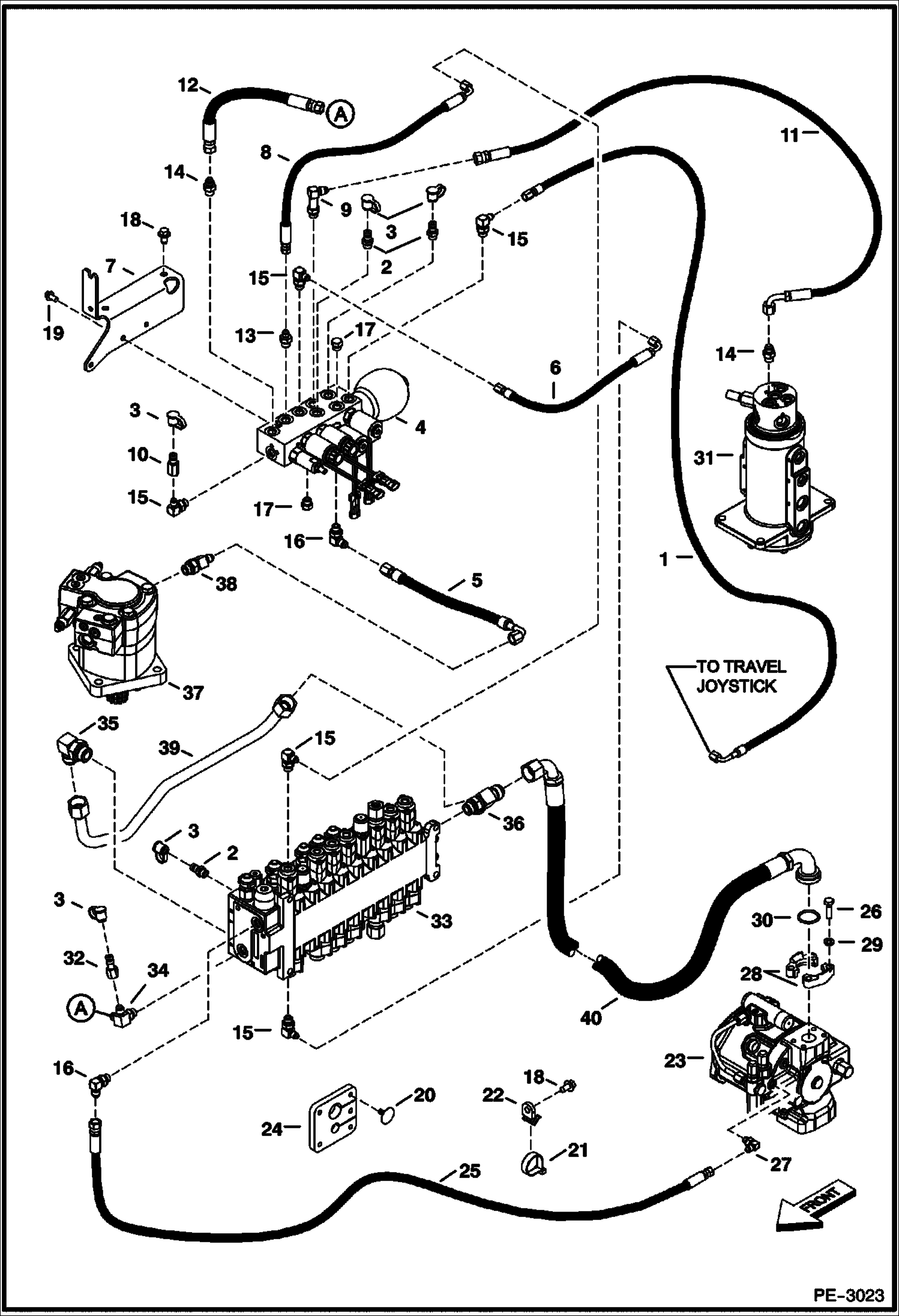 Схема запчастей Bobcat 335 - HYDRAULIC CIRCUITRY (Manifold & Pump) HYDRAULIC SYSTEM