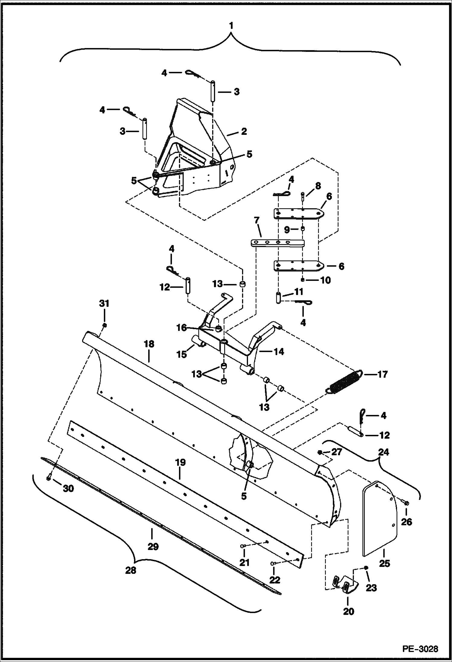 Схема запчастей Bobcat SNOW BLADE - SNOW BLADE (Main Frame) (68 A3H6) (2300 Utility Vehicle) Универсальный мини-грузовик