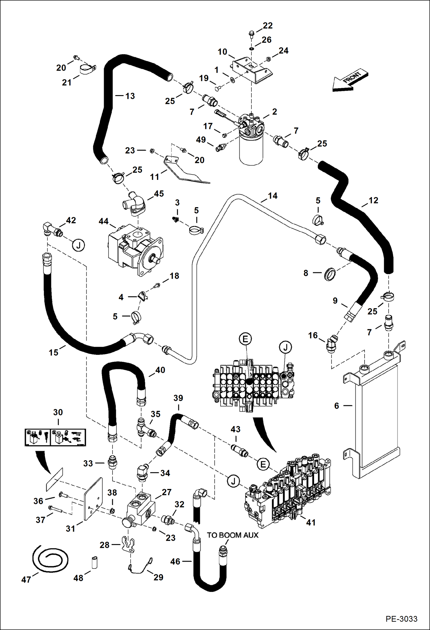 Схема запчастей Bobcat 425 - HYDRAULIC CIRCUITRY (Cooler/Filter & Direct To Tank) HYDRAULIC SYSTEM