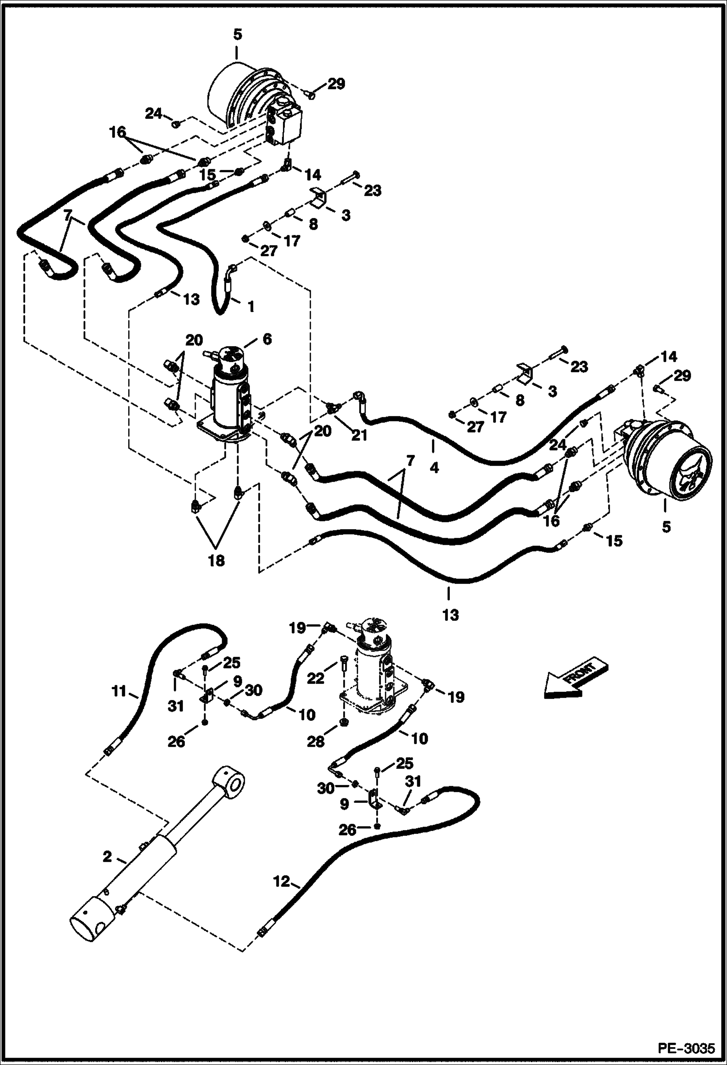 Схема запчастей Bobcat 425 - HYDRAULIC CIRCUITRY (Lower) HYDRAULIC SYSTEM