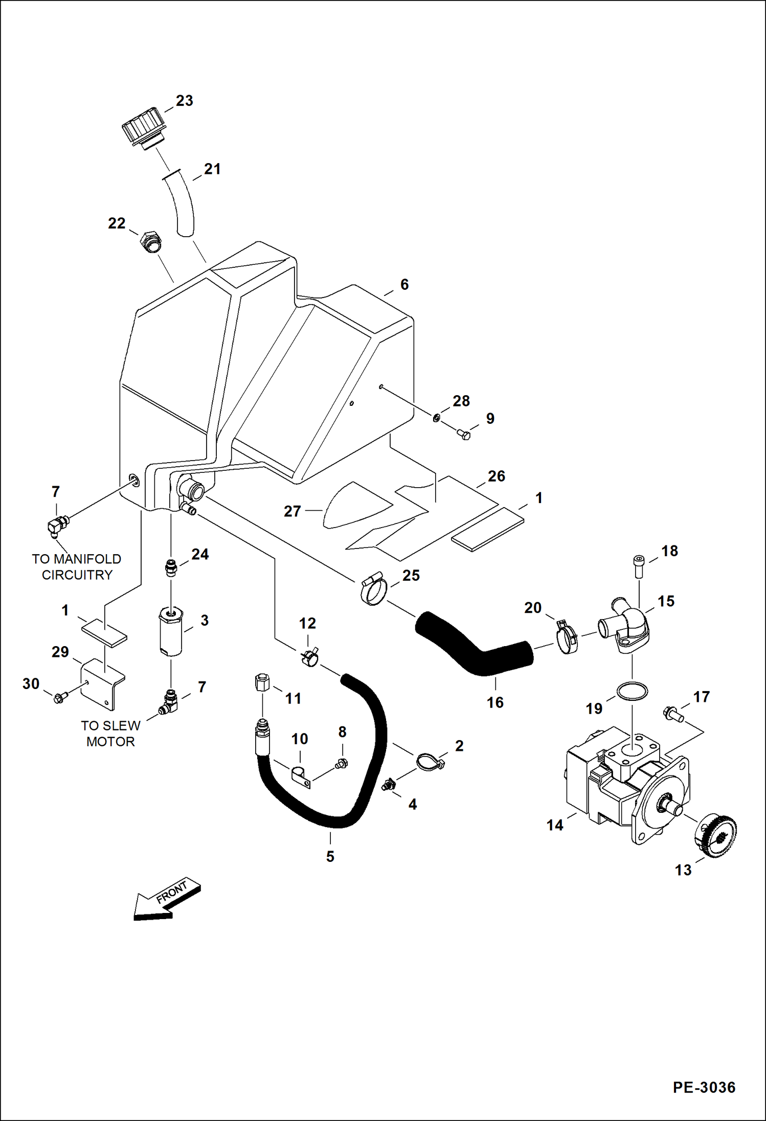 Схема запчастей Bobcat 425 - HYDRAULIC CIRCUITRY (Tank & Pump) HYDRAULIC SYSTEM