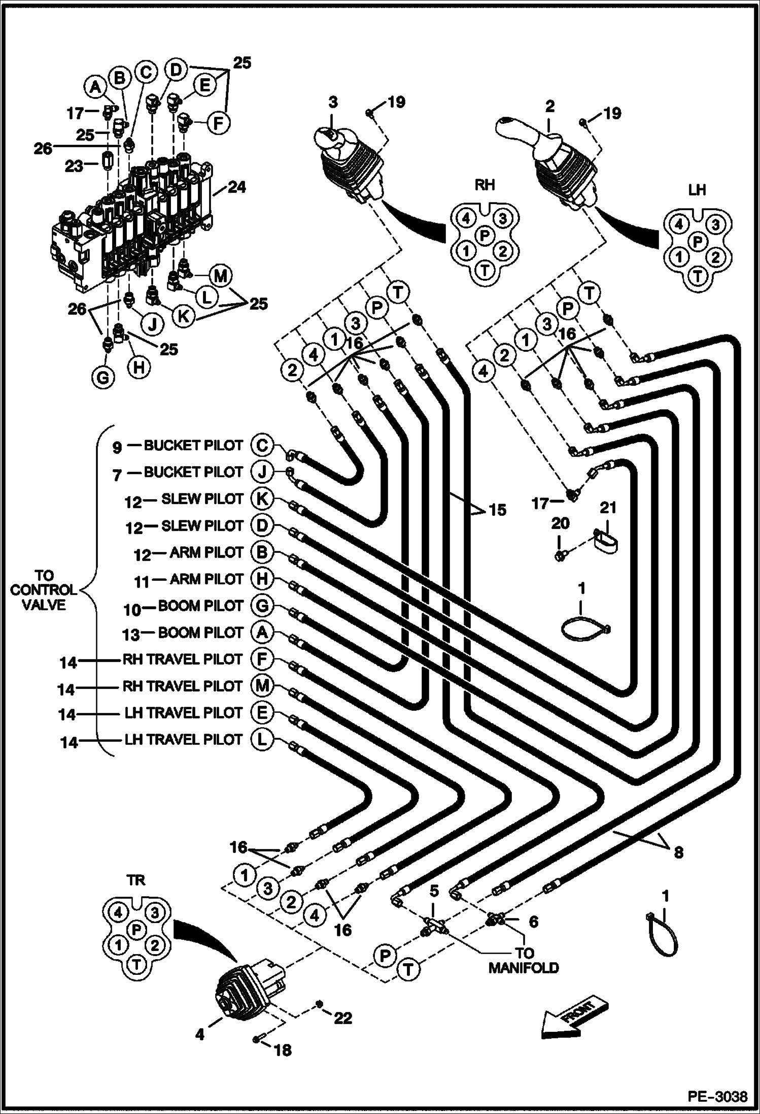 Схема запчастей Bobcat 428 - HYDRAULIC CIRCUITRY (Pilot) HYDRAULIC SYSTEM